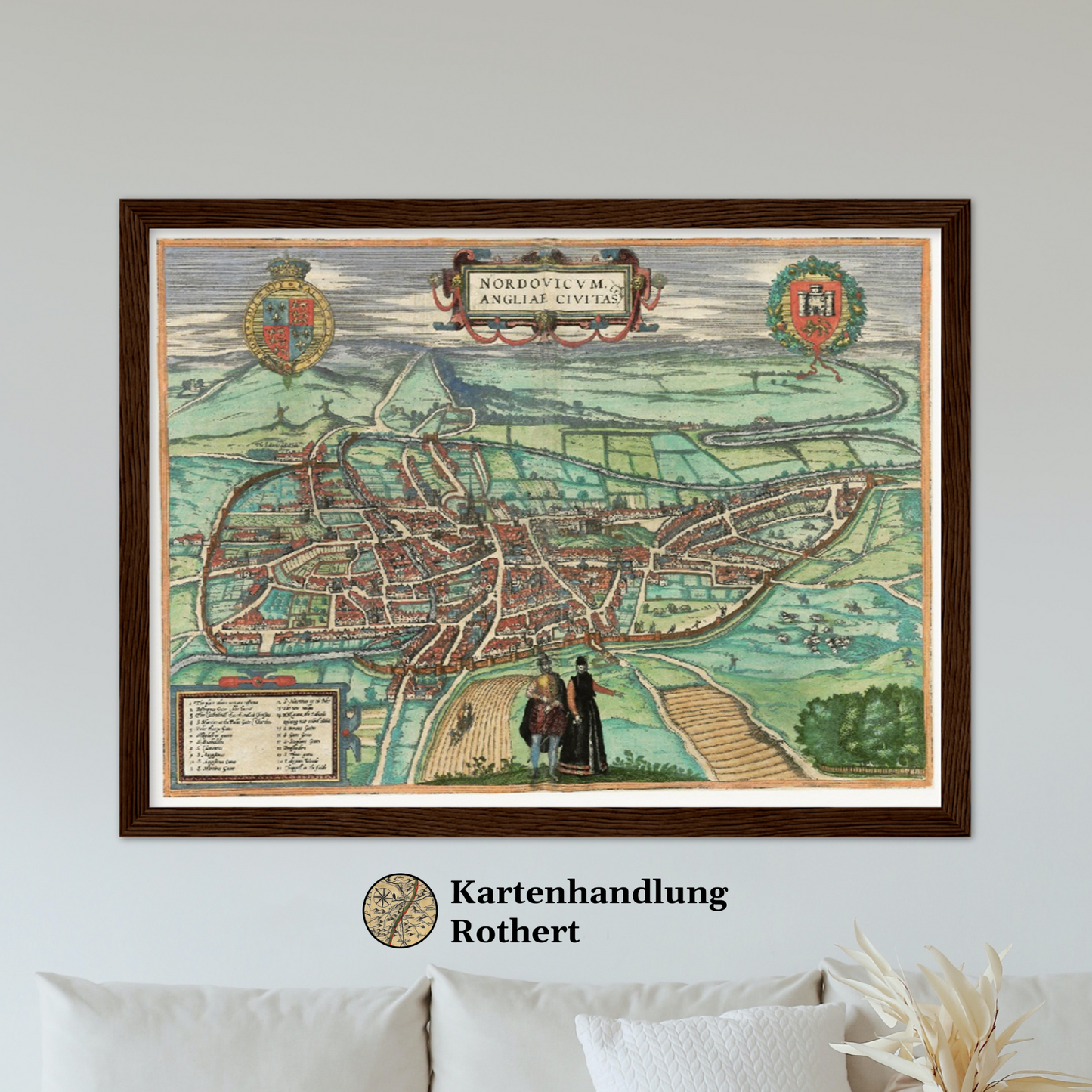 Historische Stadtansicht Norwich um 1609