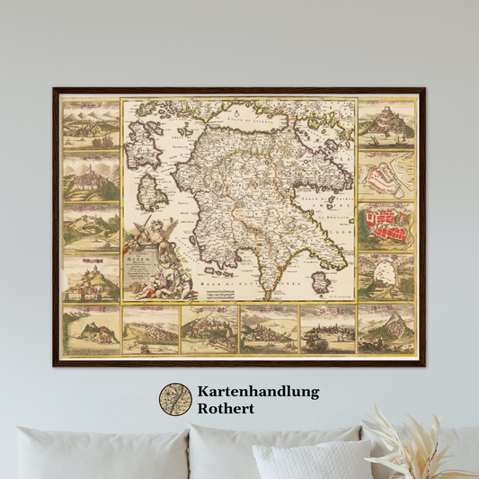 Historische Landkarte Peloponnes um 1698