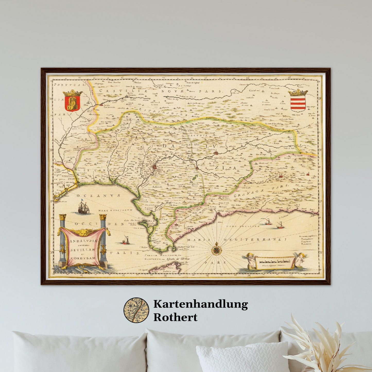 Historische Landkarte Andalusien um 1635