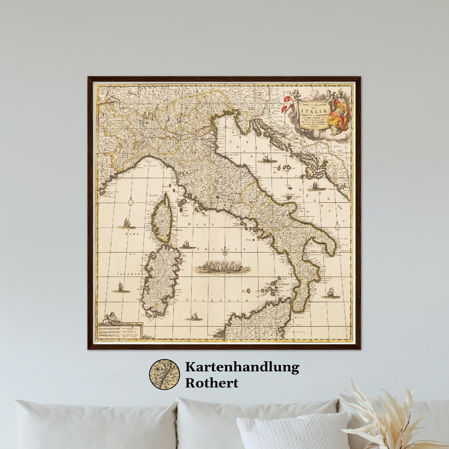 Historische Landkarte Italien um 1698