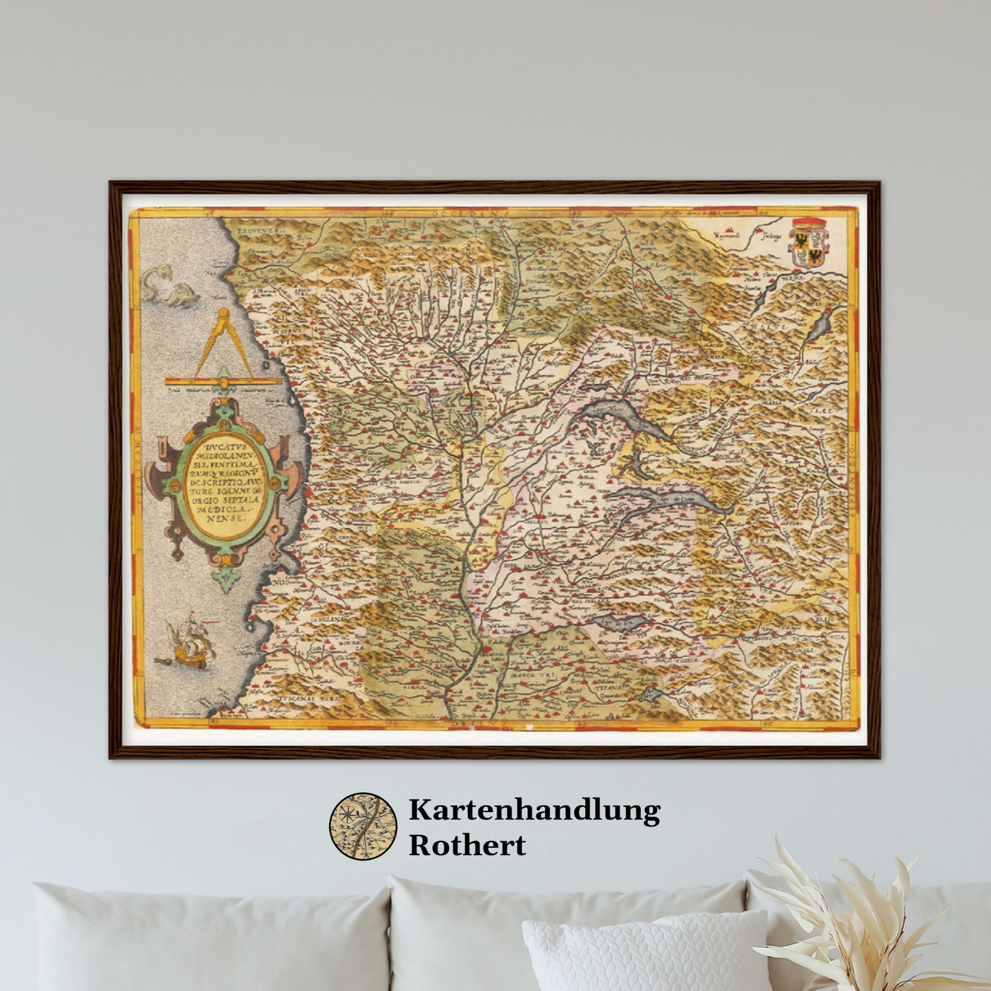 Historische Landkarte Lombardei um 1609