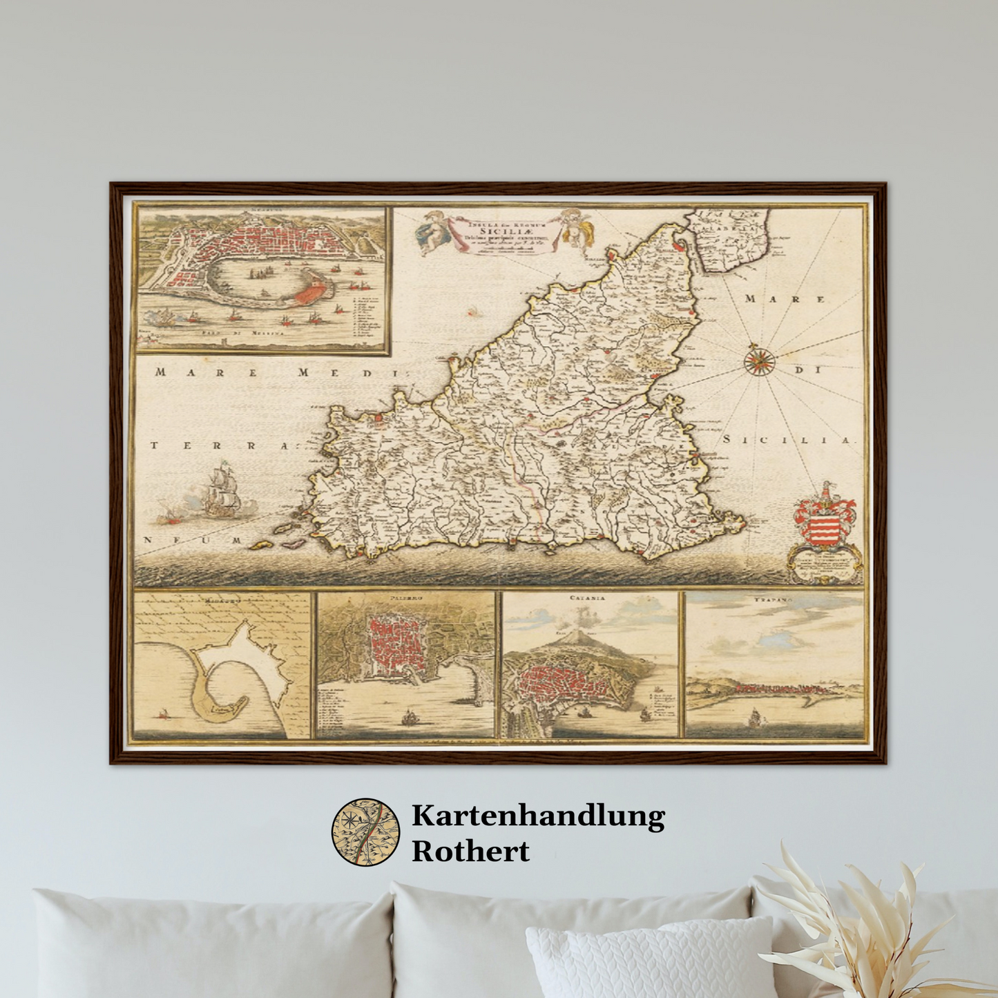 Historische Landkarte Sizilien um 1698