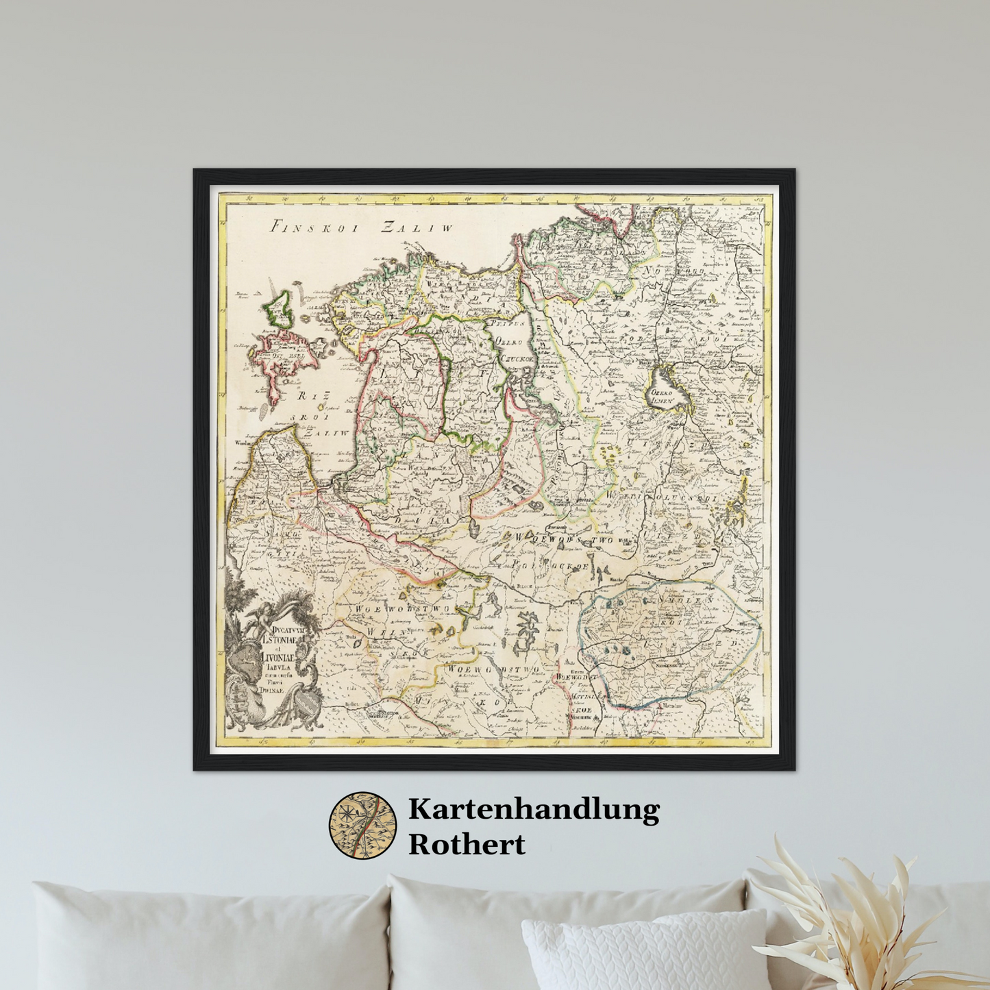 Historische Landkarte Lettland & Estland um 1745