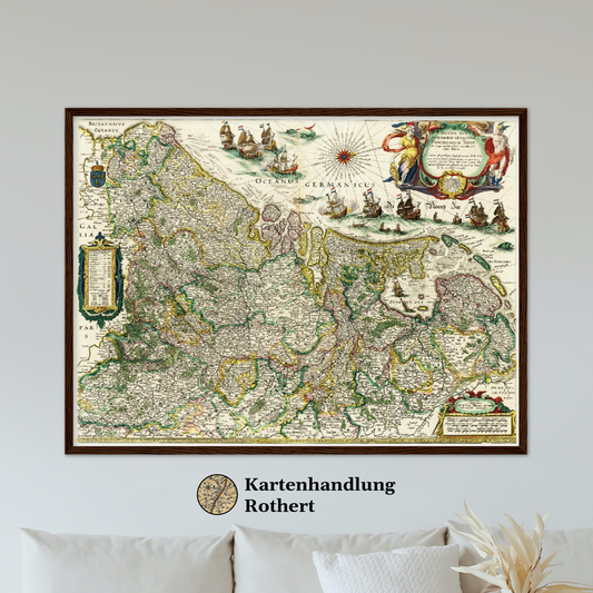 Historische Landkarte Niederlande um 1647