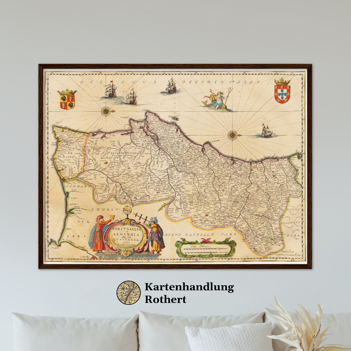 Historische Landkarte Portugal um 1635