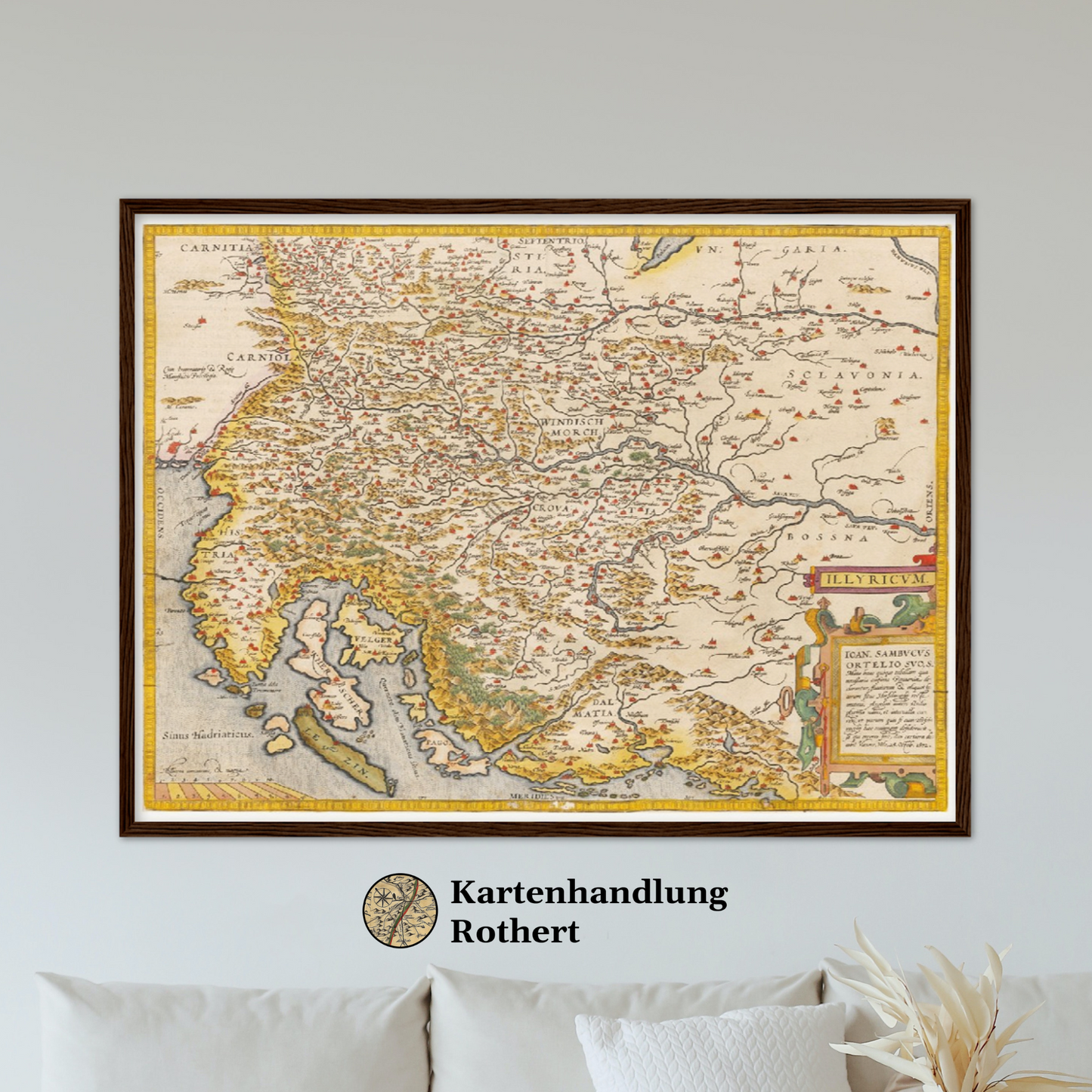 Historische Landkarte Slowenien & Kroatien um 1609
