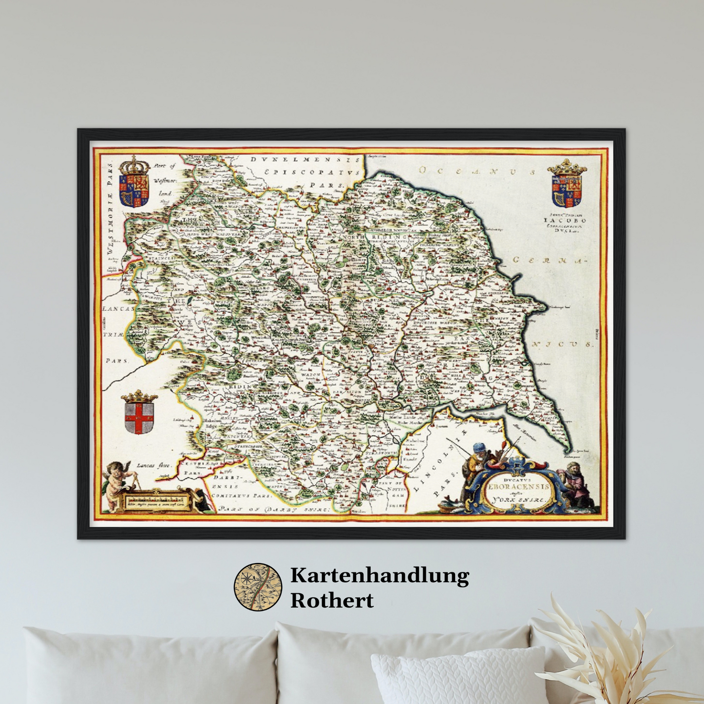 Historische Landkarte Yorkshire um 1646