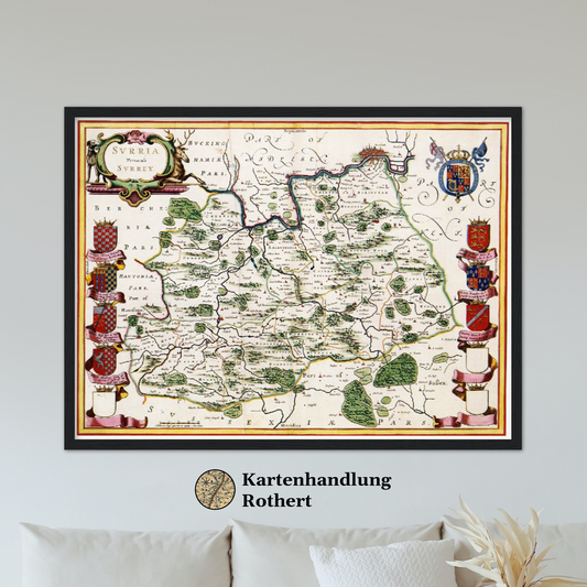 Historische Landkarte Surrey um 1646