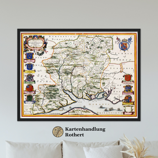 Historische Landkarte Hampshire  um 1646