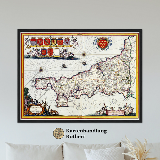 Historische Landkarte Cornwall um 1646