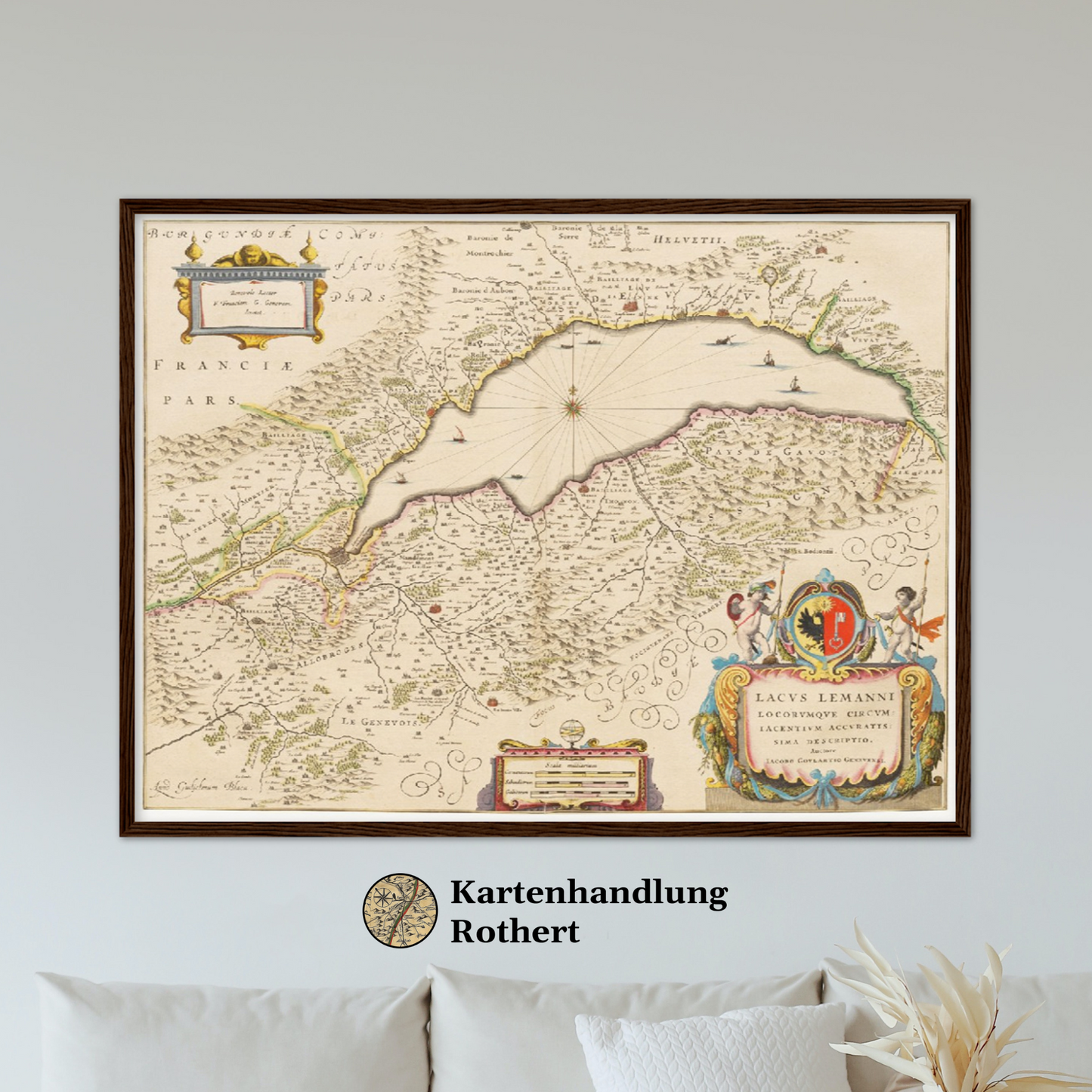 Historische Landkarte Genfer See um 1635