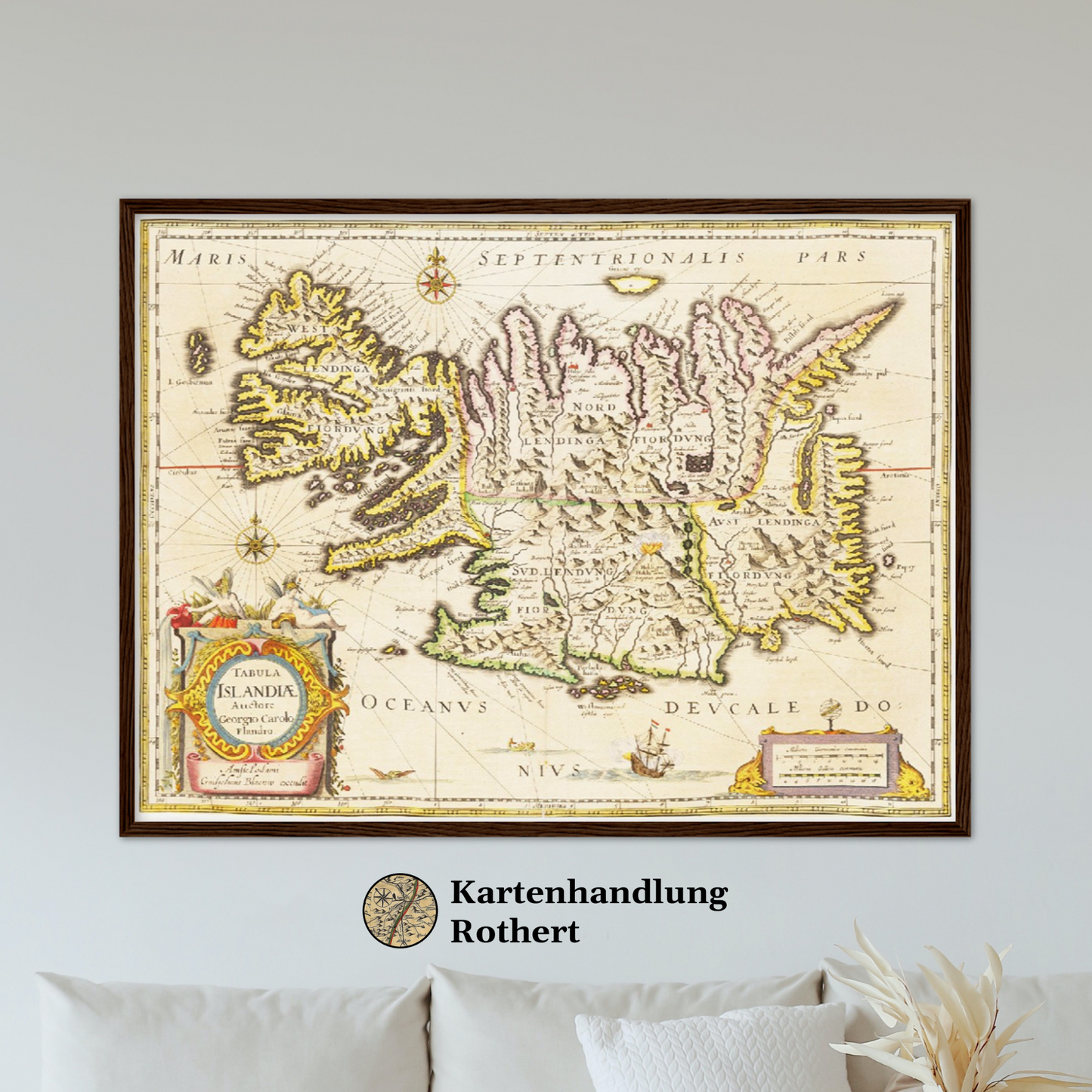 Historische Landkarte Island um 1635
