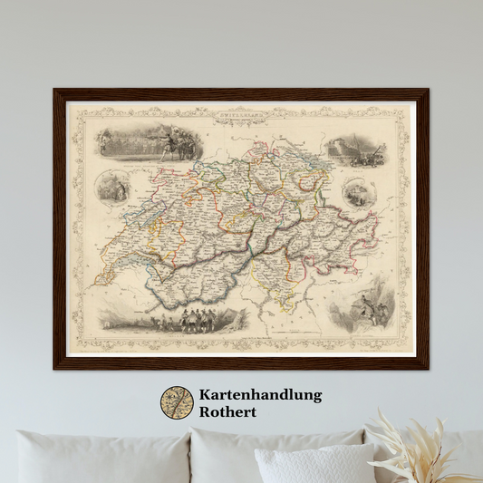 Historische Landkarte Schweiz um 1850