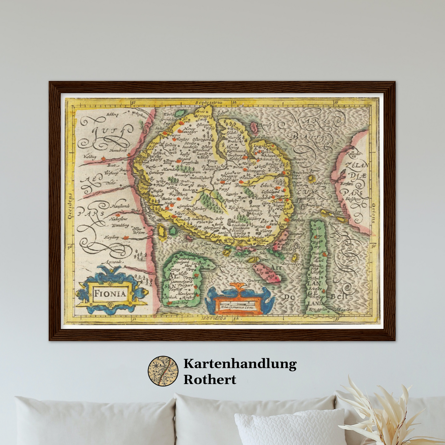 Historische Landkarte Insel Fünen um 1609