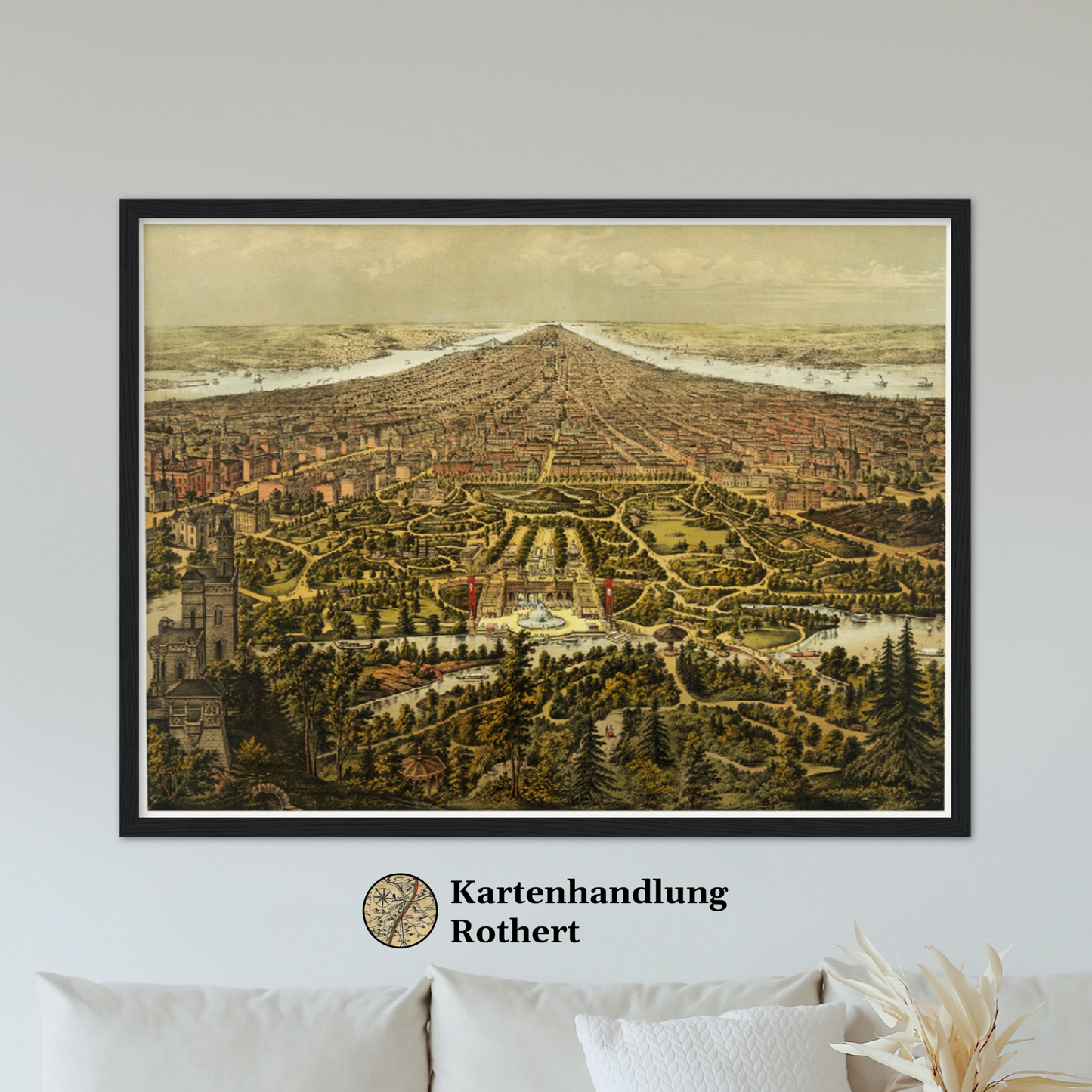 Historische Stadtansicht New York City von Norden um 1873