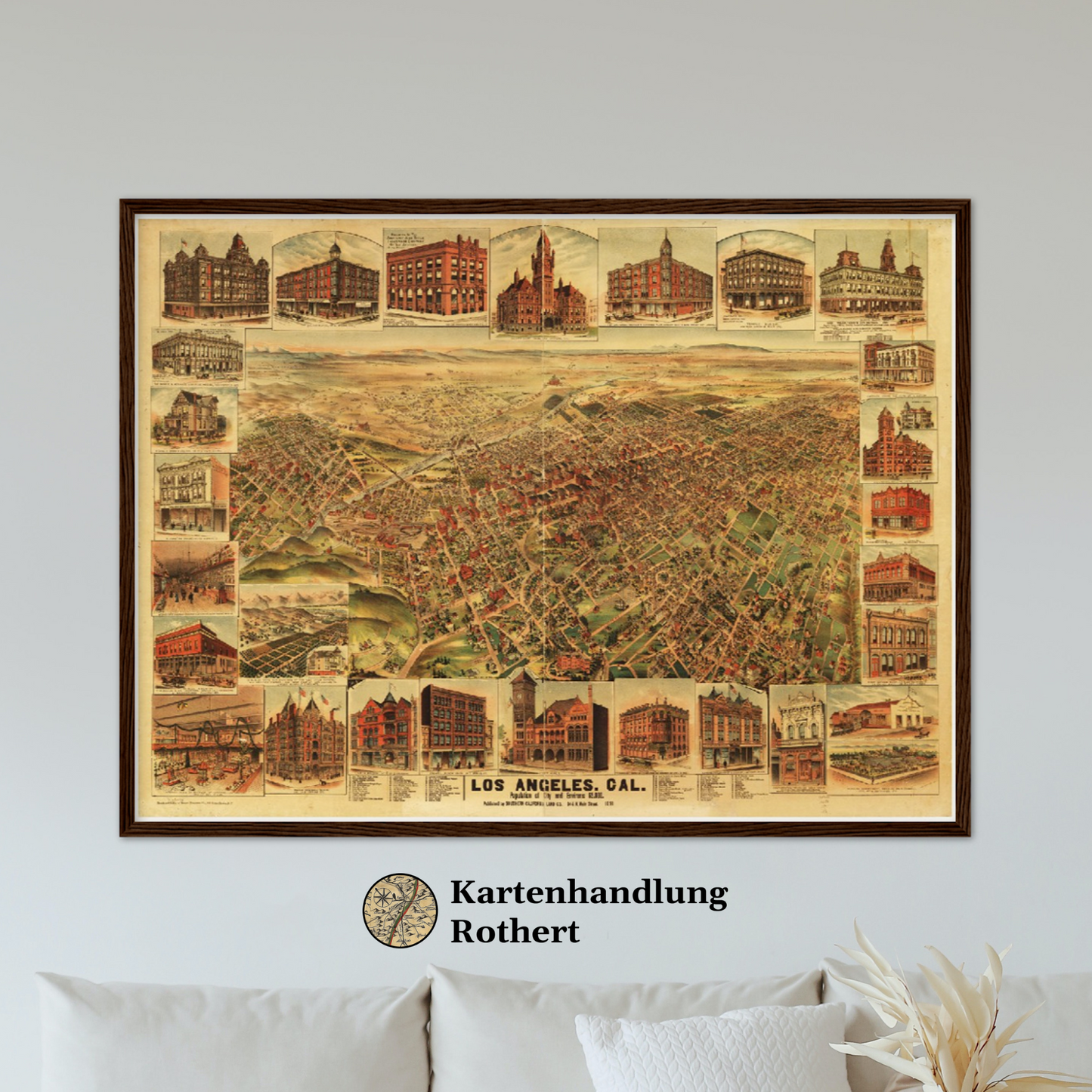 Historische Stadtansicht Los Angeles um 1891
