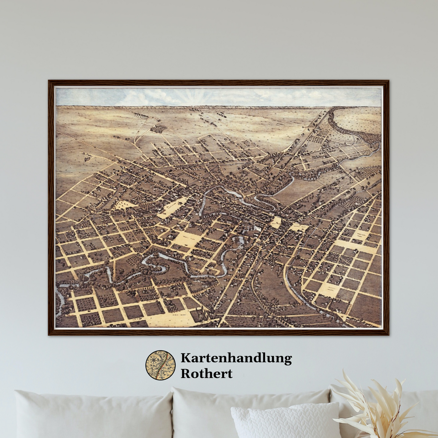 Historische Stadtansicht San Antonio um 1873