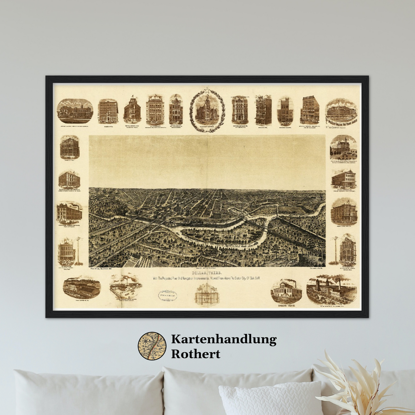 Historische Stadtansicht Dallas um 1892