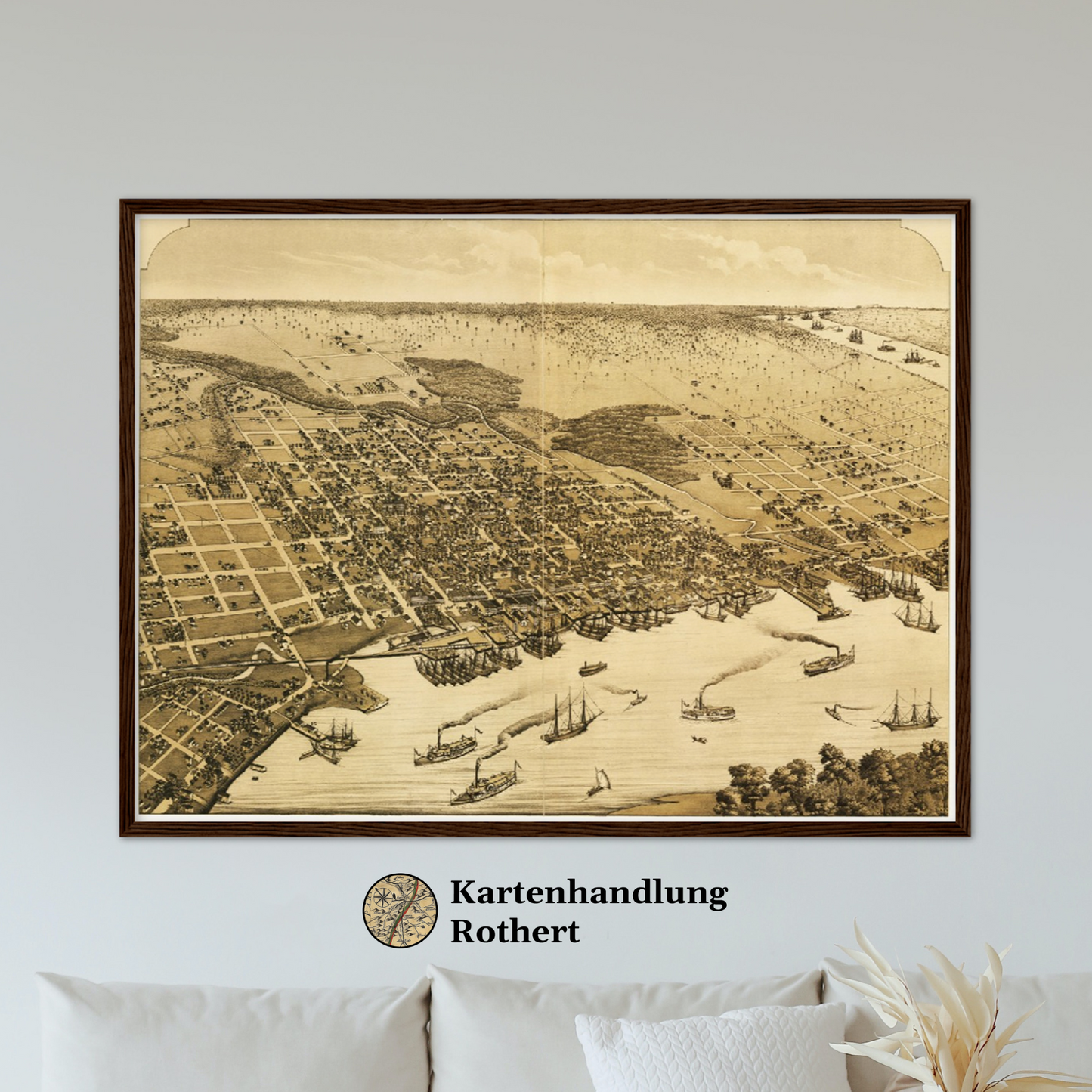 Historische Stadtansicht Jacksonville um 1876
