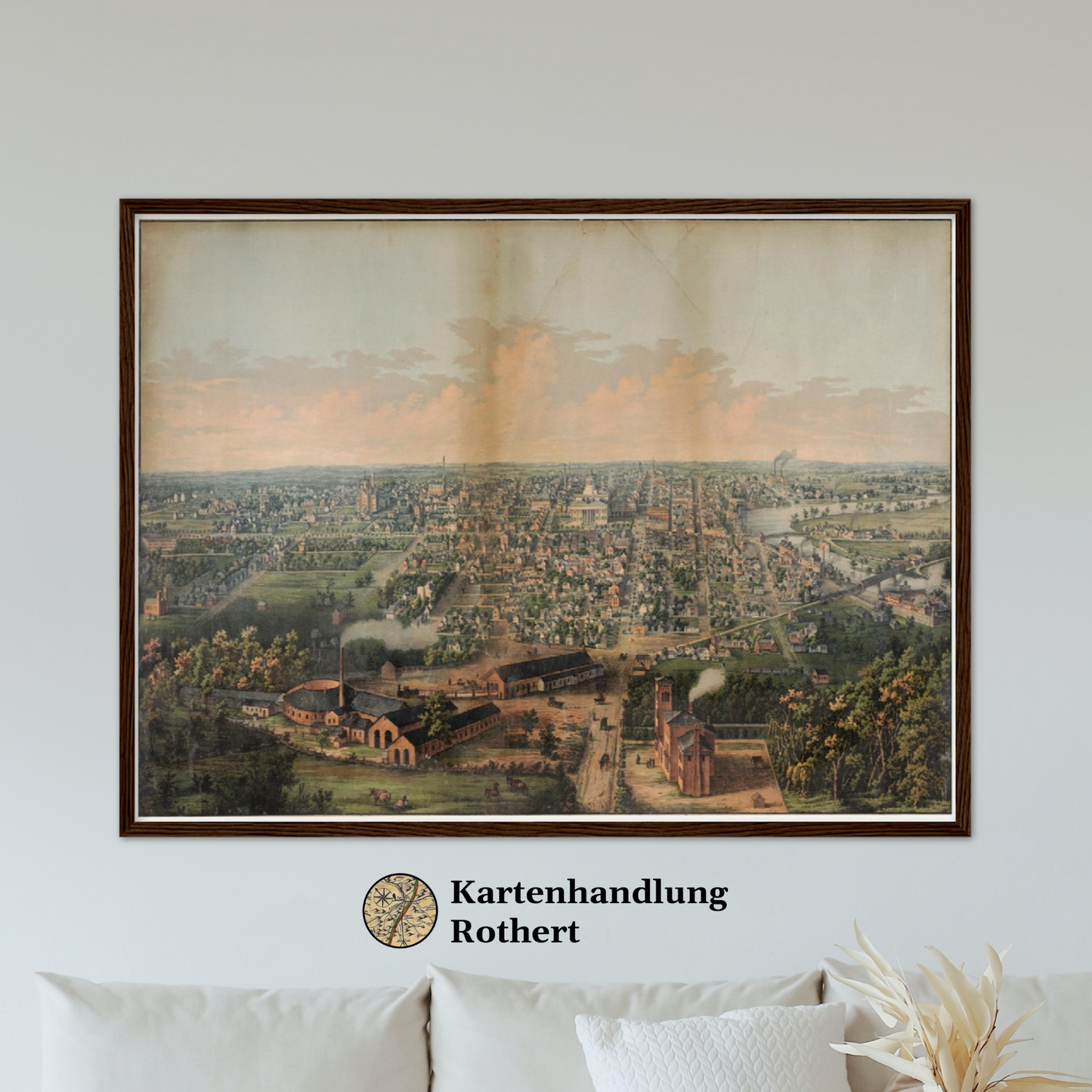Historische Stadtansicht Columbus um 1861