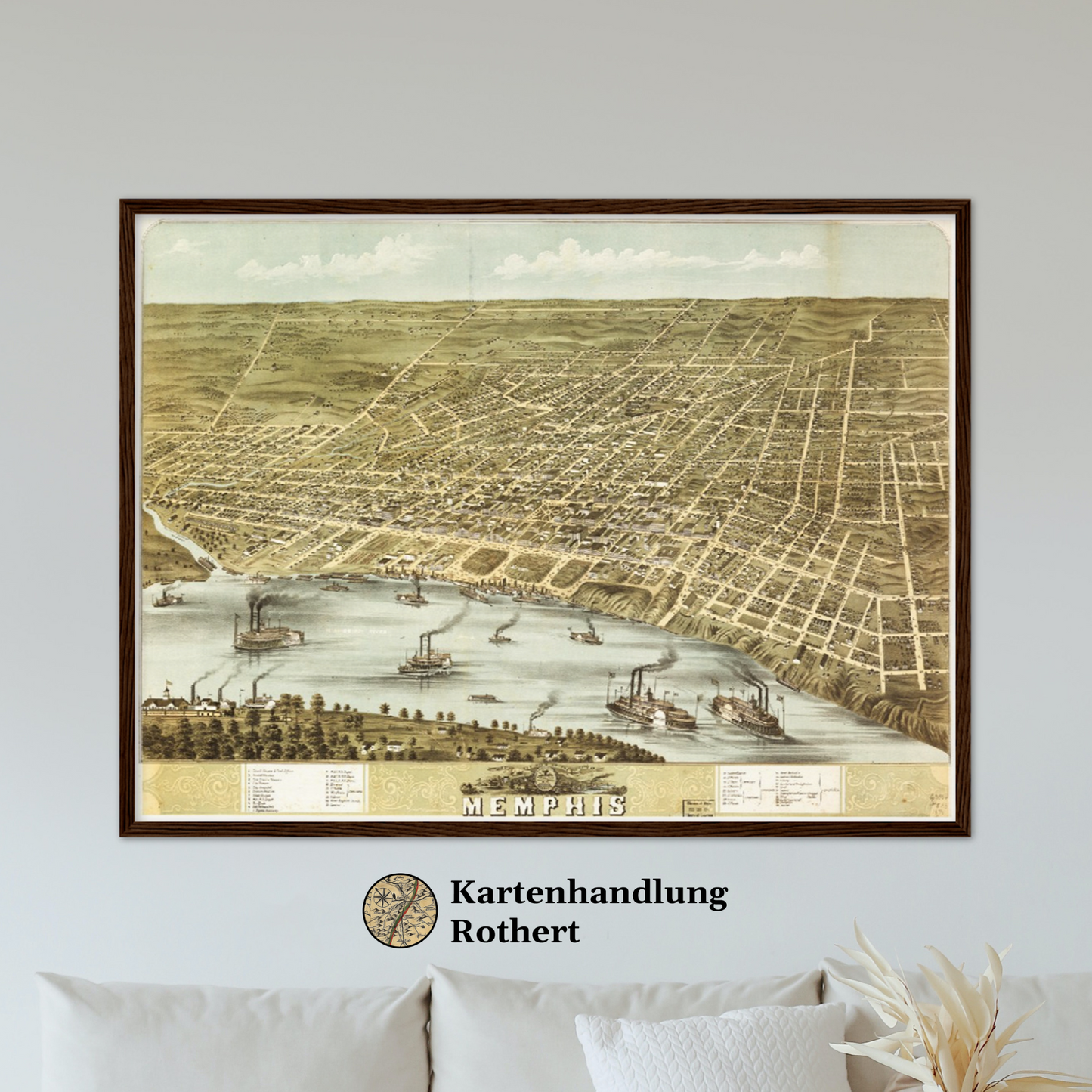 Historische Stadtansicht Memphis um 1870