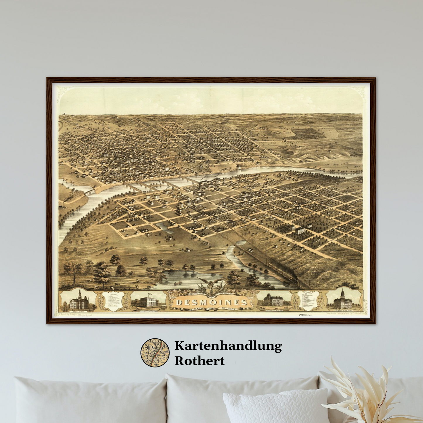 Historische Stadtansicht Des Moines um 1868