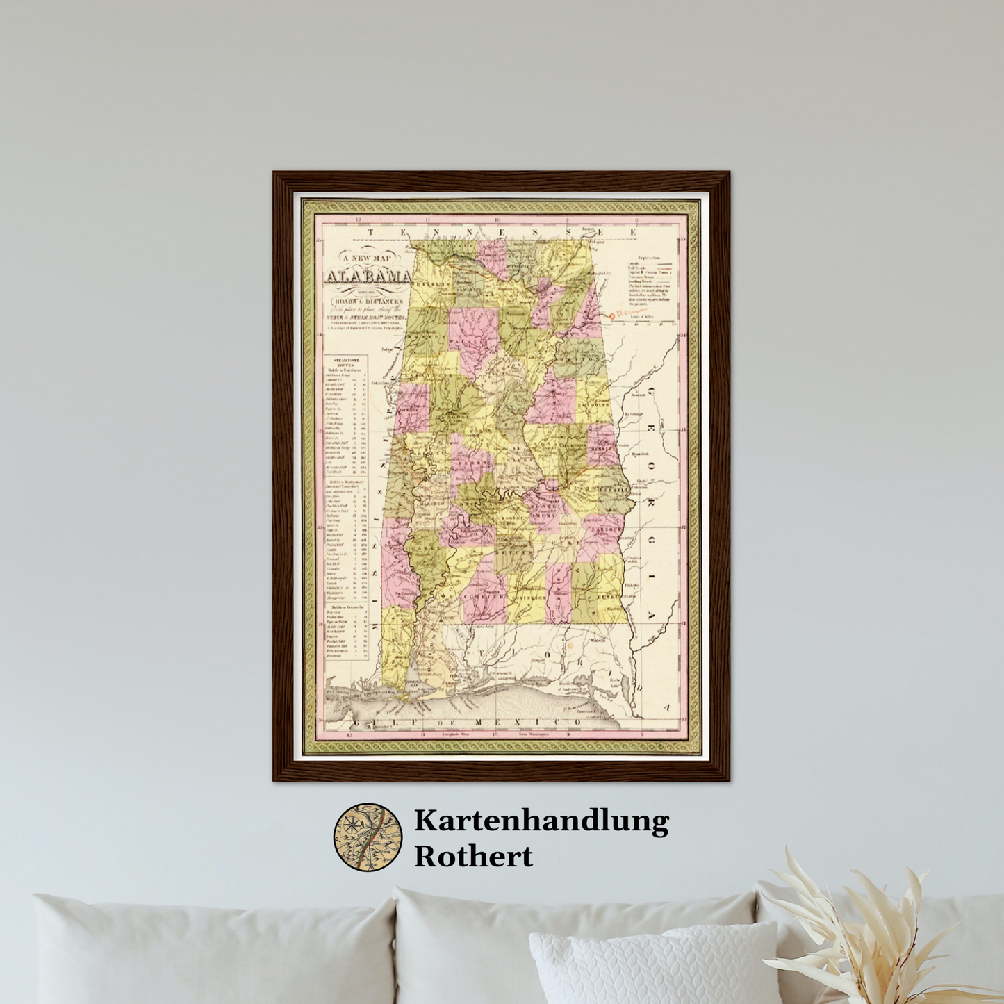 Historische Landkarte Alabama um 1849