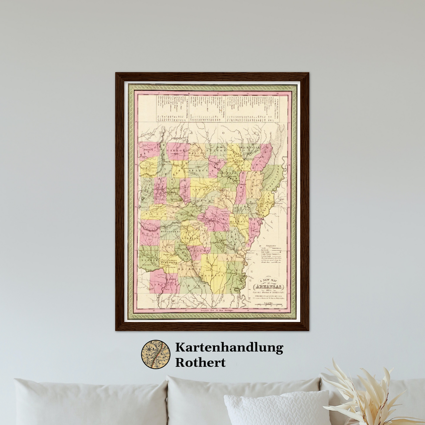 Historische Landkarte Arkansas um 1849