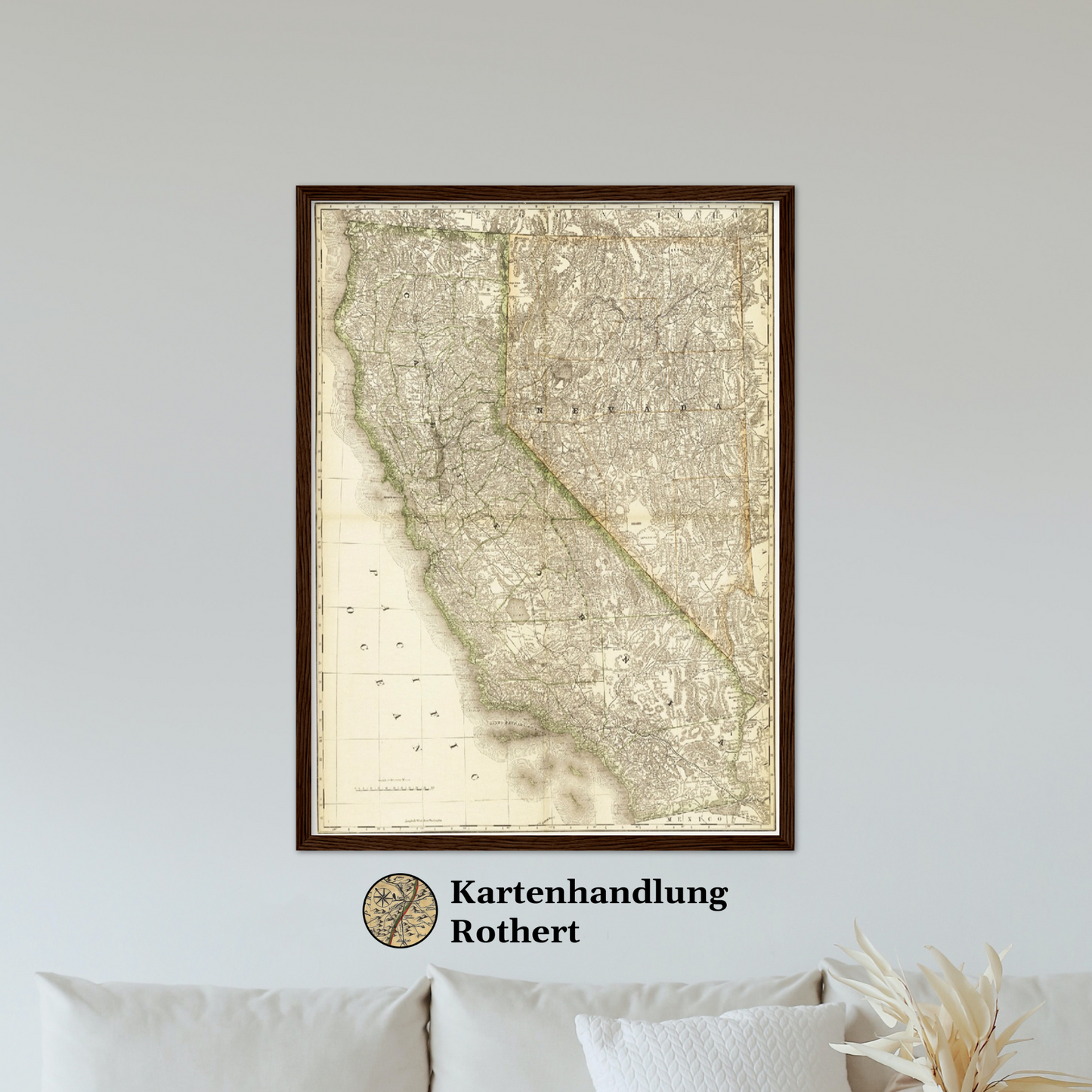 Historische Landkarte Kalifornien & Nevada um 1882