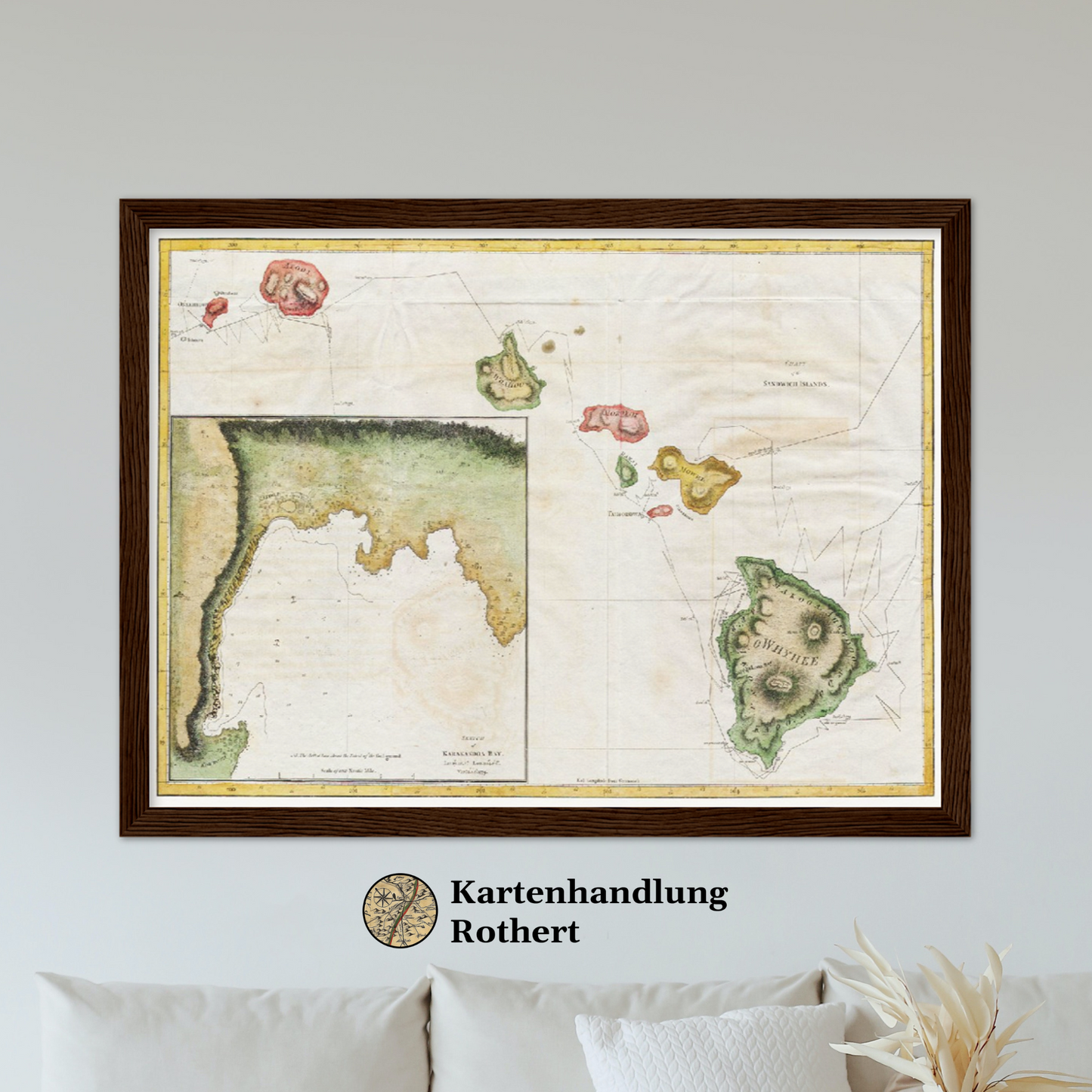Historische Landkarte Hawaii um 1785