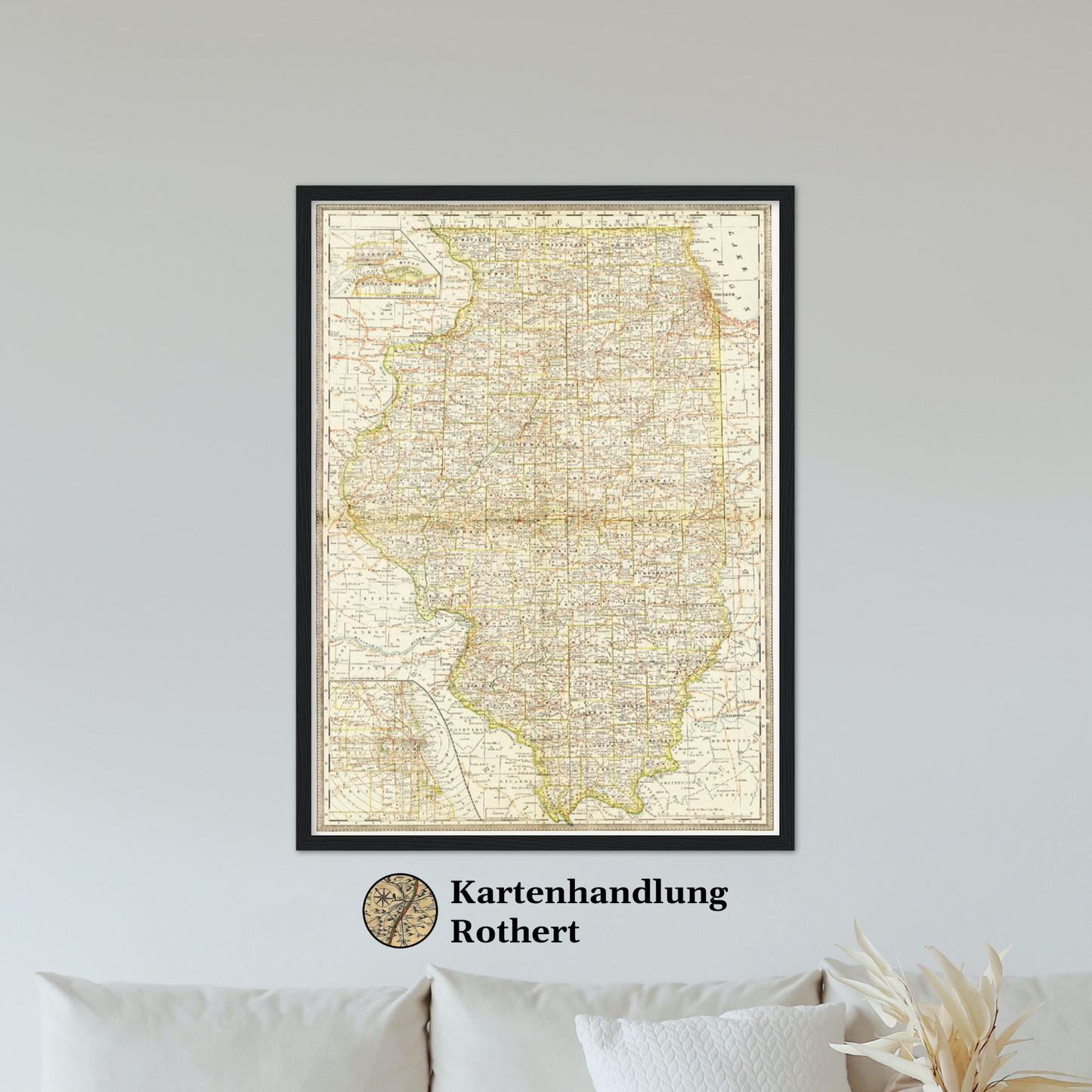 Historische Landkarte Illinois um 1882