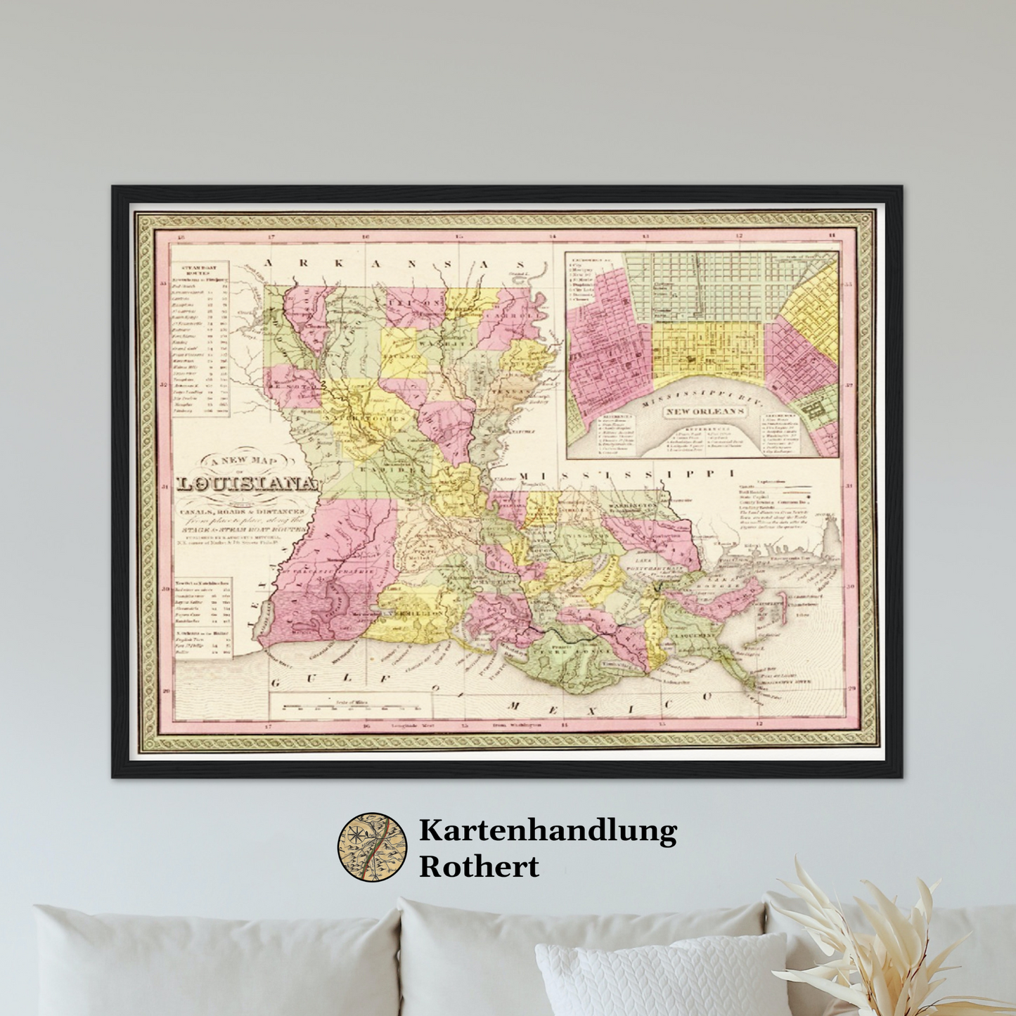 Historische Landkarte Louisiana um 1849