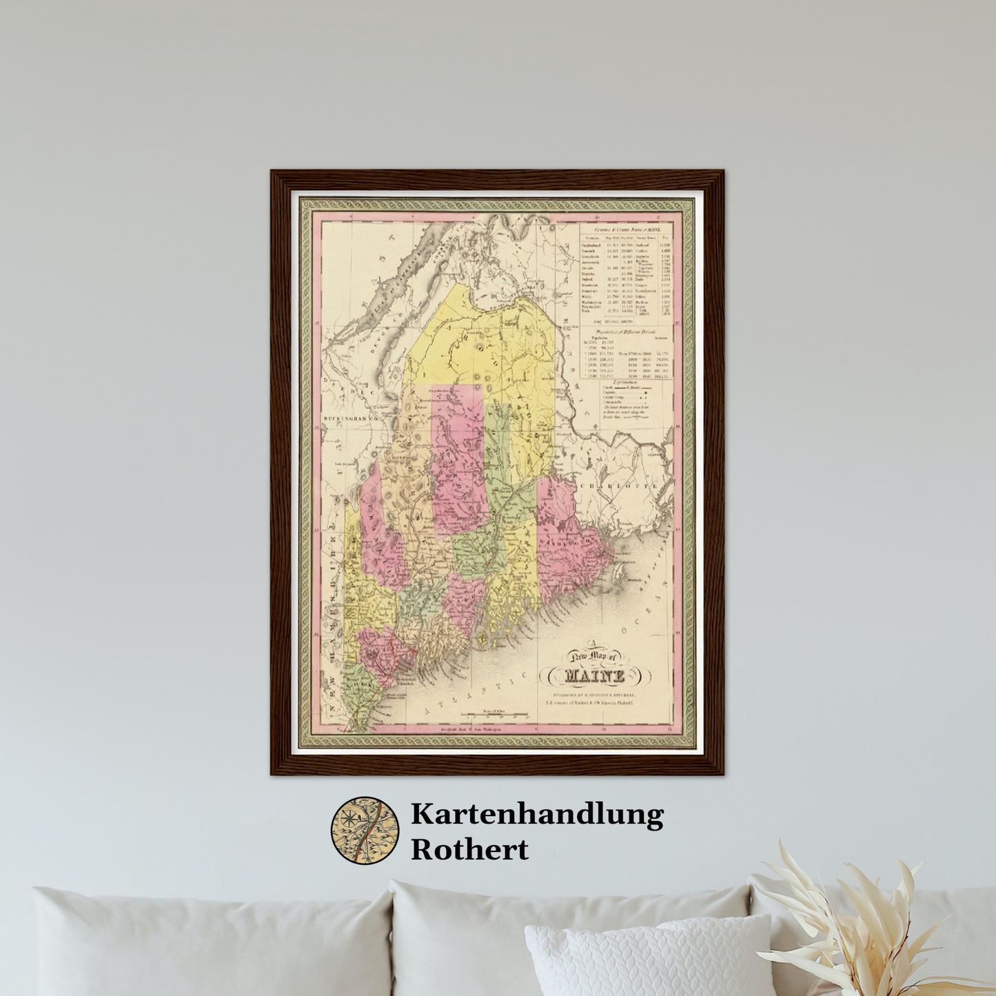 Historische Landkarte Maine um 1849