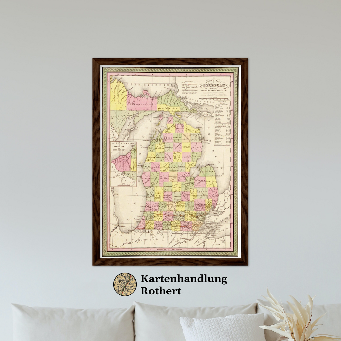 Historische Landkarte Michigan um 1849