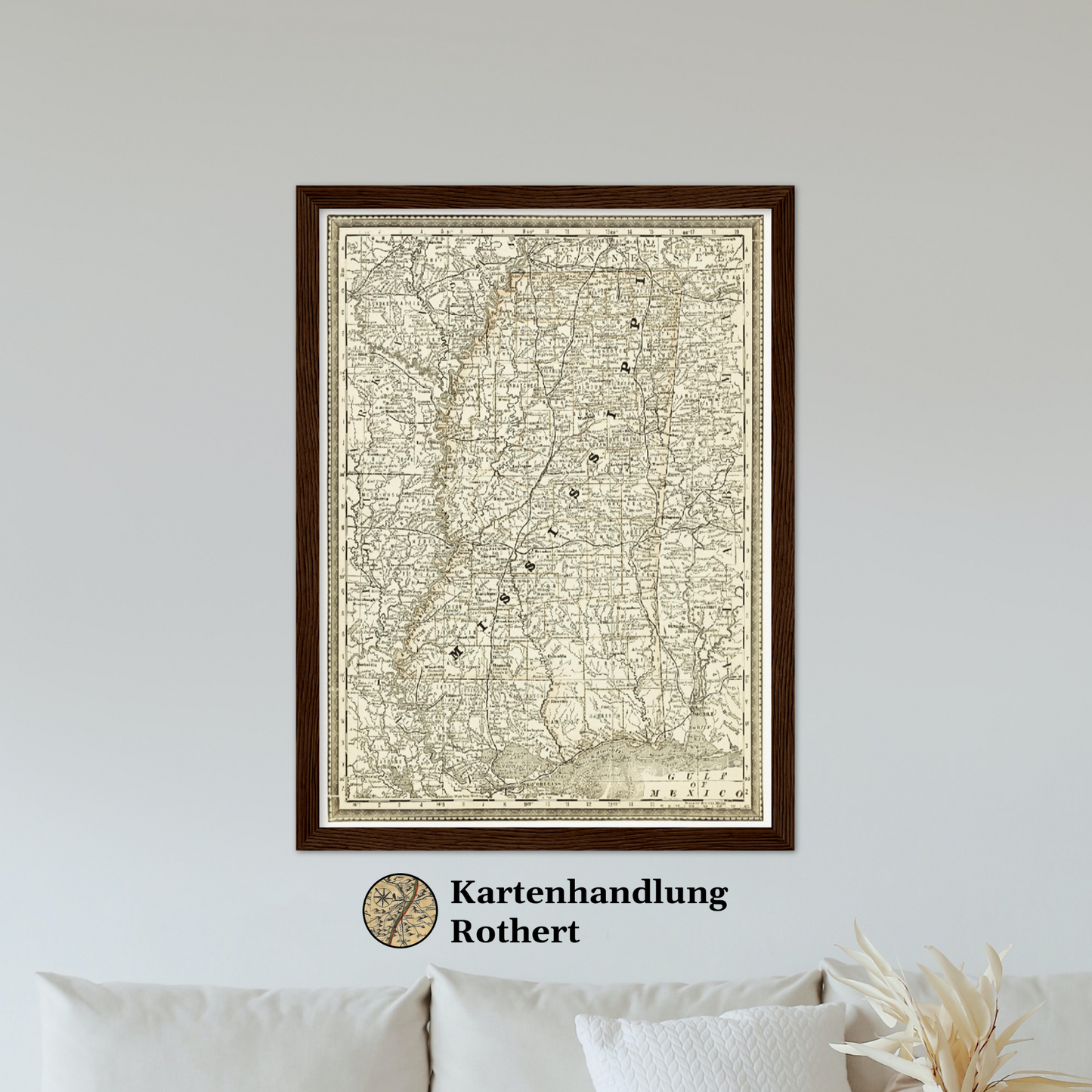 Historische Landkarte Mississippi um 1882