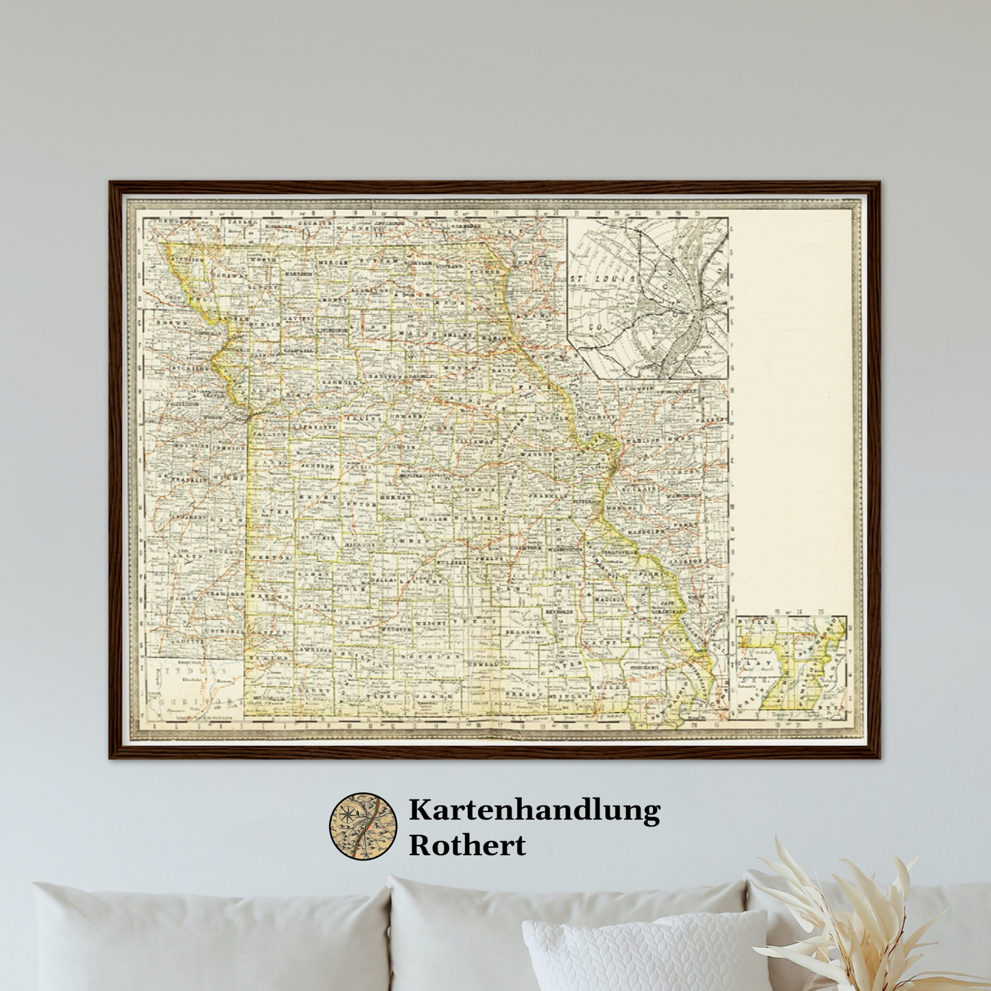 Historische Landkarte Missouri um 1882