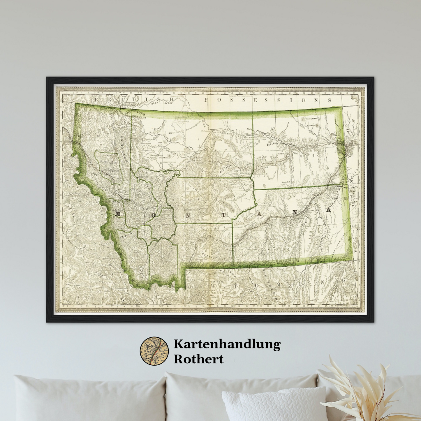 Historische Landkarte Montana um 1882