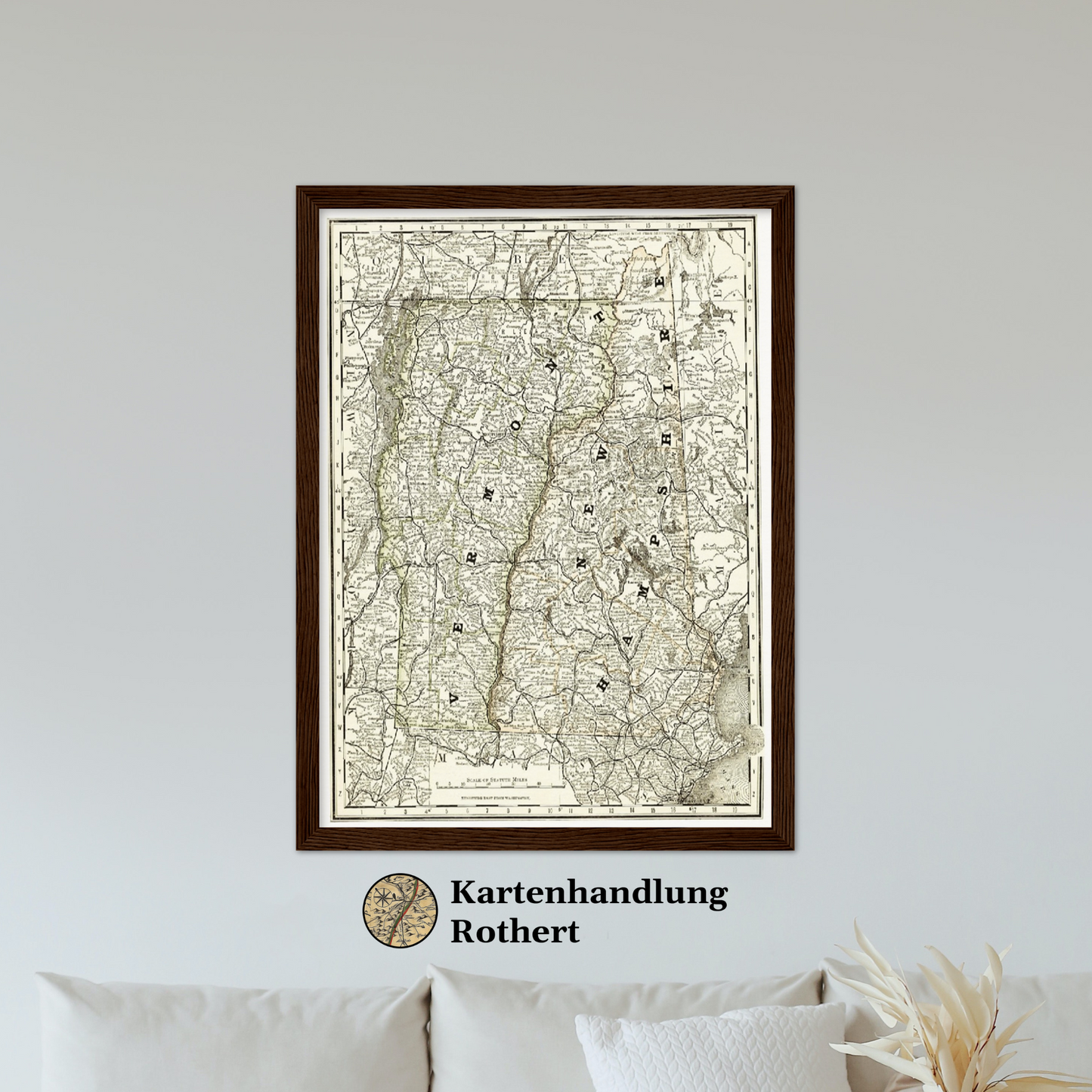 Historische Landkarte New Hampshire & Vermont um 1882