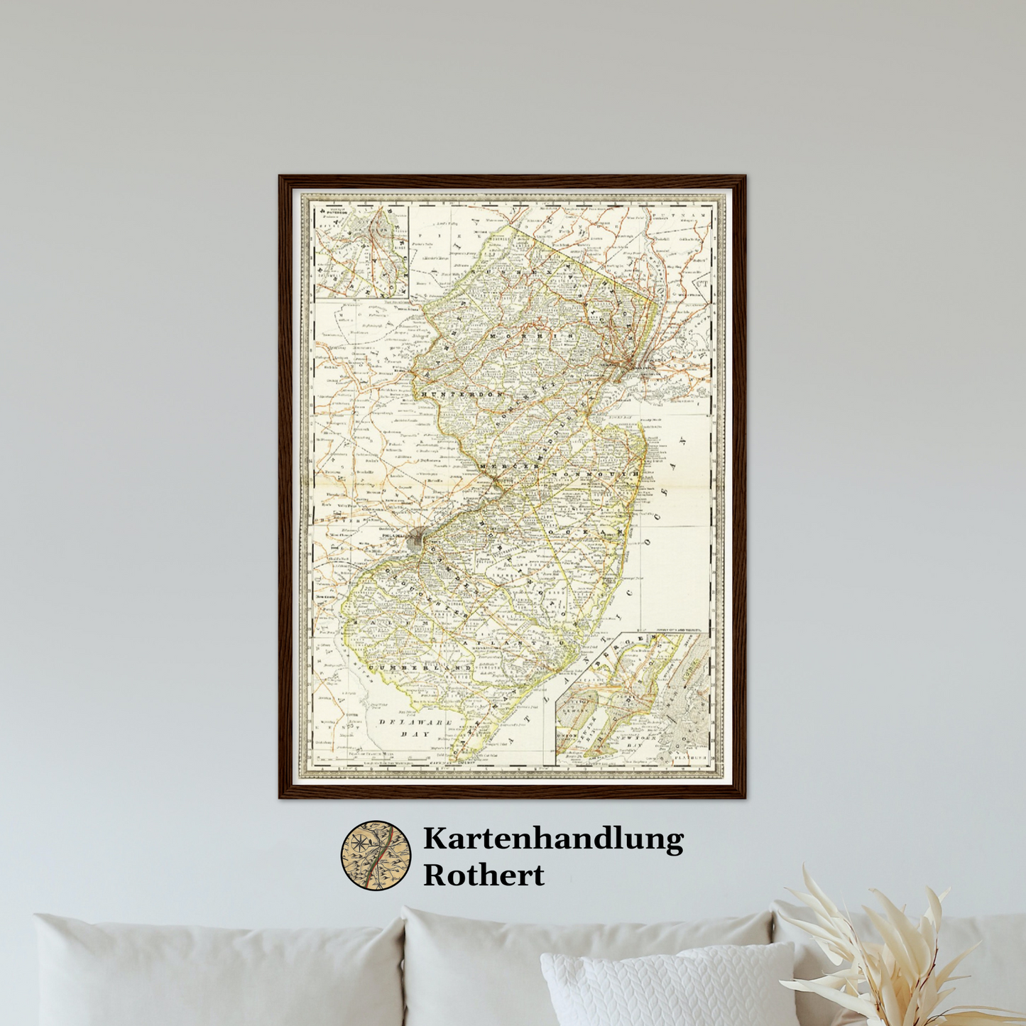 Historische Landkarte New Jersey um 1882