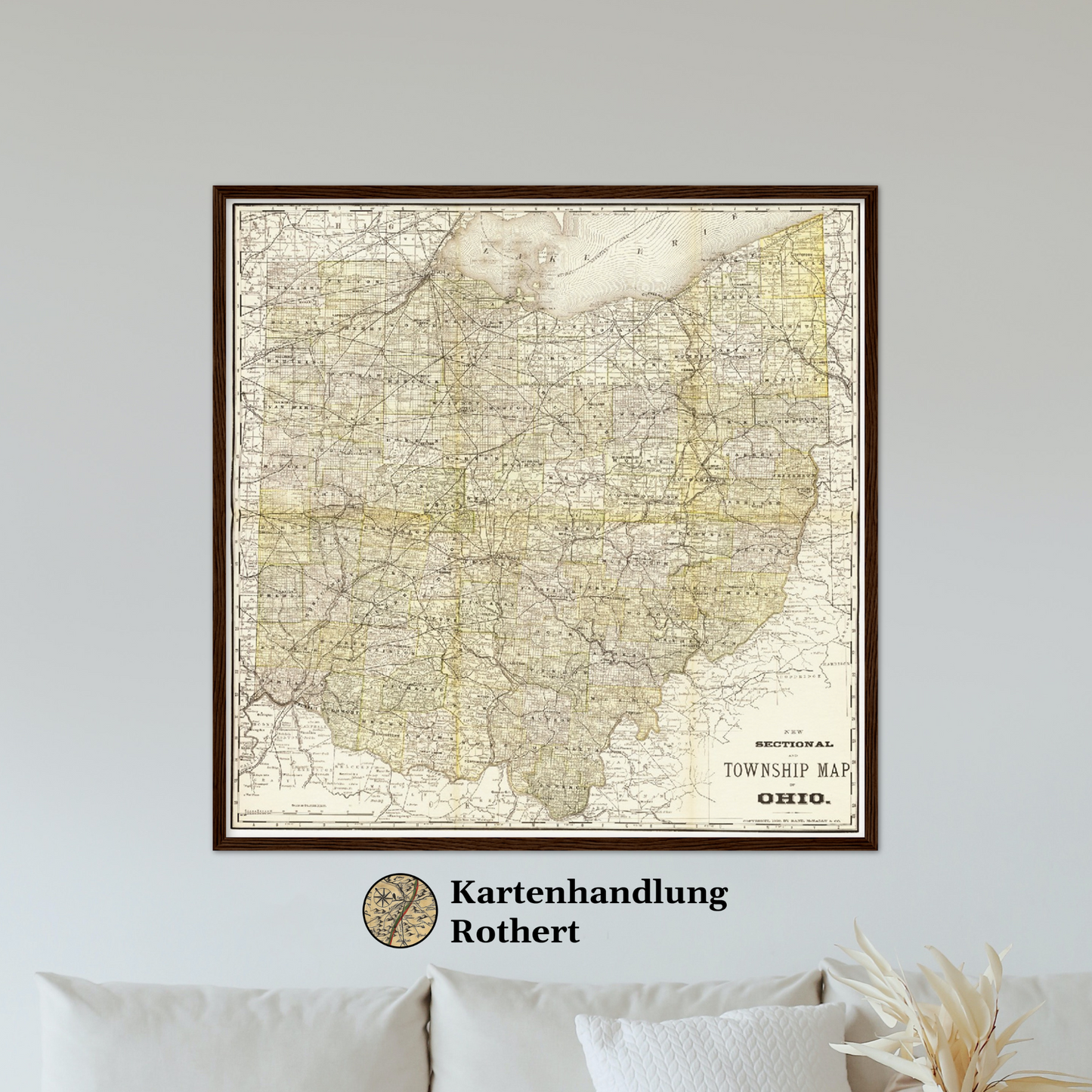 Historische Landkarte Ohio um 1882