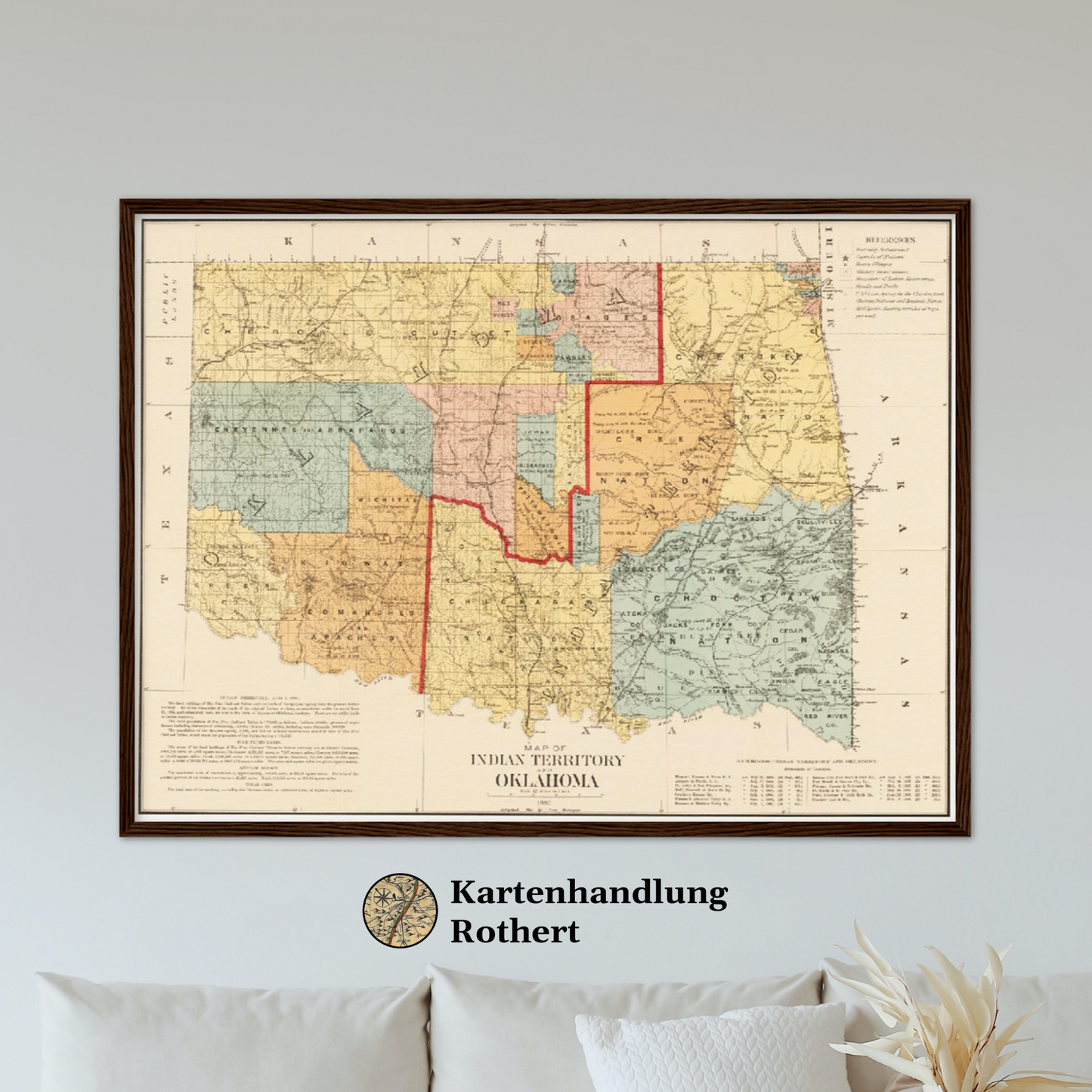 Historische Landkarte Oklahoma um 1890