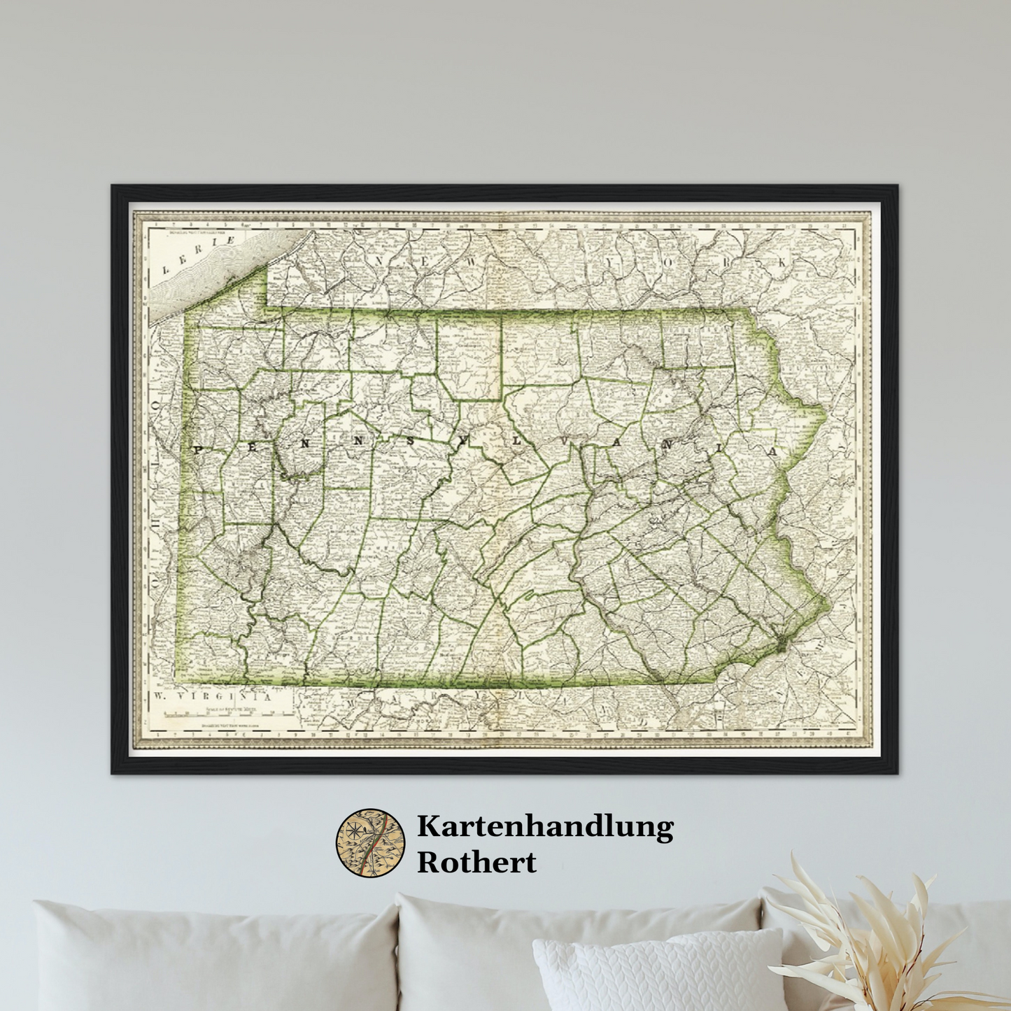 Historische Landkarte Pennsylvania um 1882