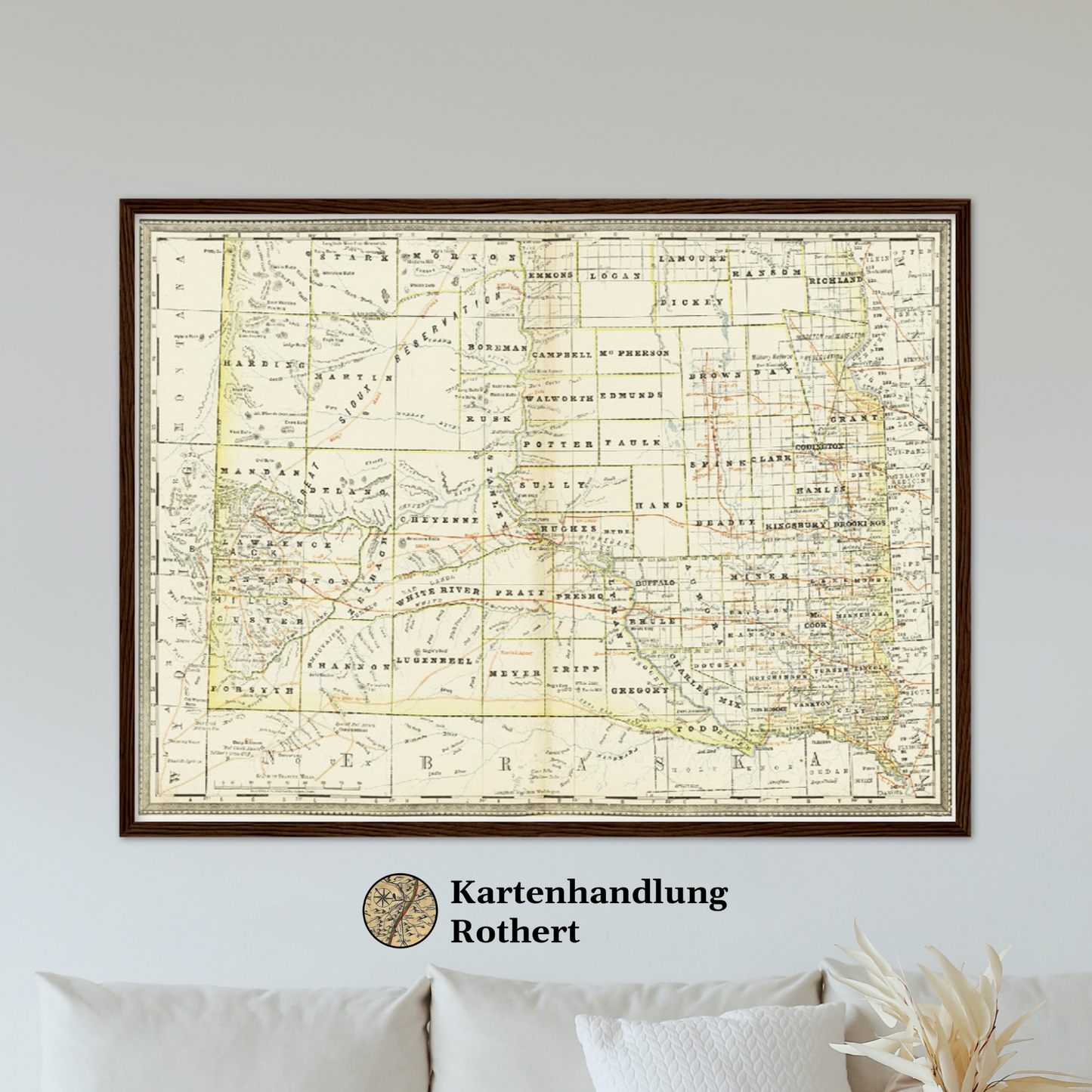 Historische Landkarte South Dakota um 1882