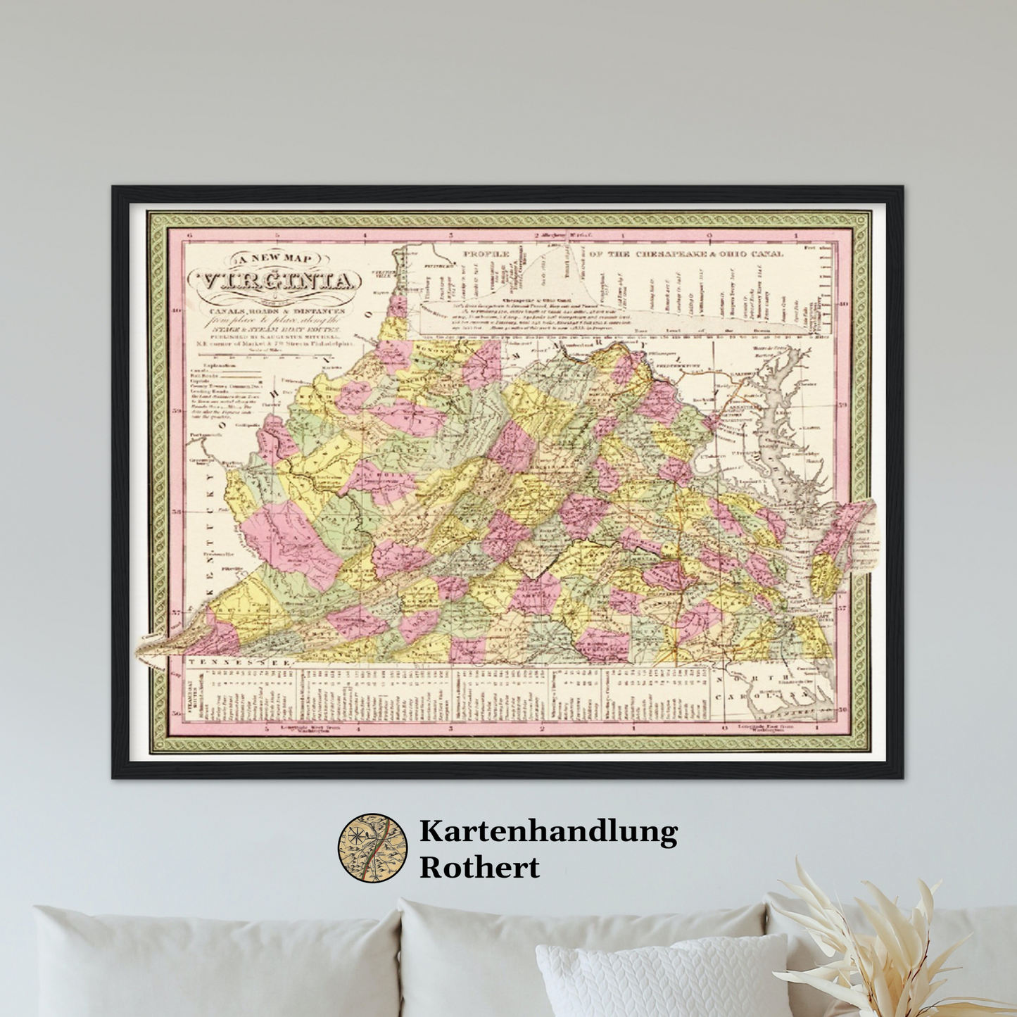 Historische Landkarte Virginia um 1849