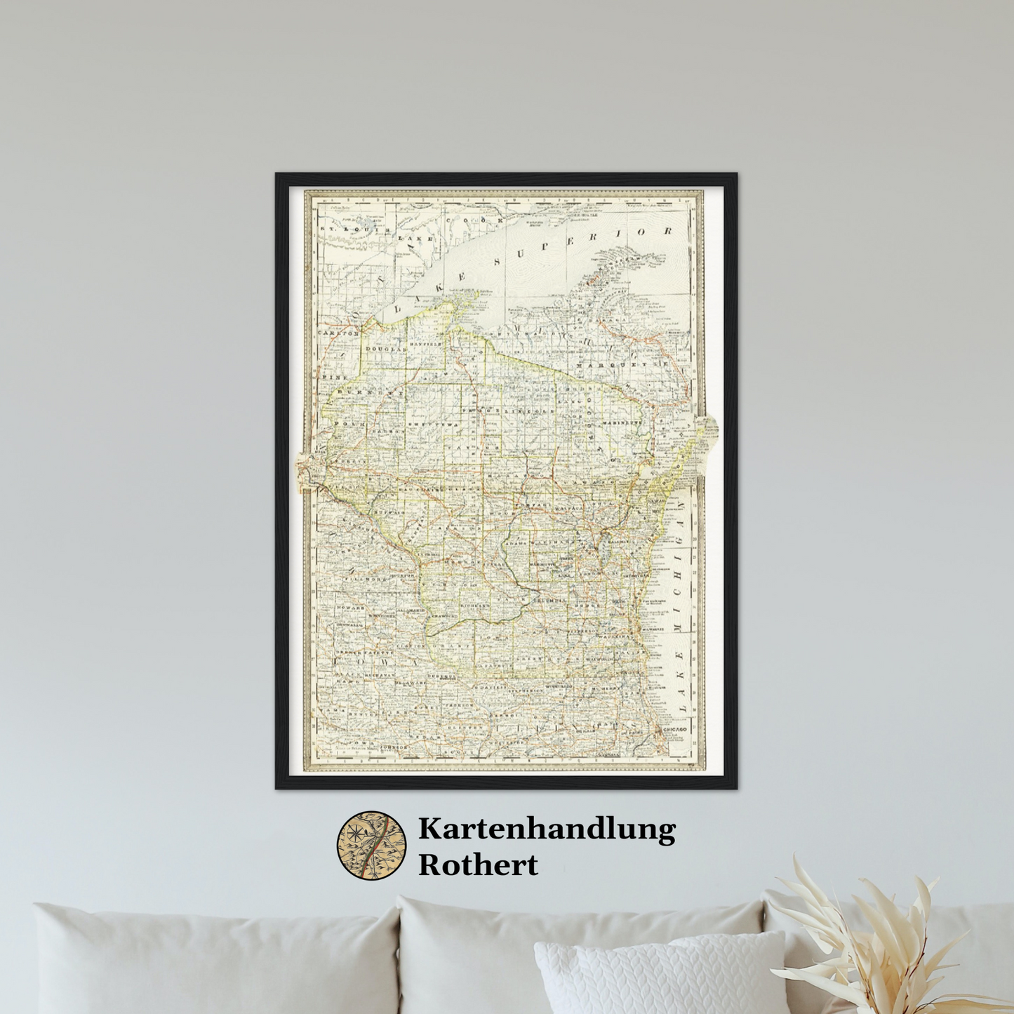 Historische Landkarte Wisconsin um 1882