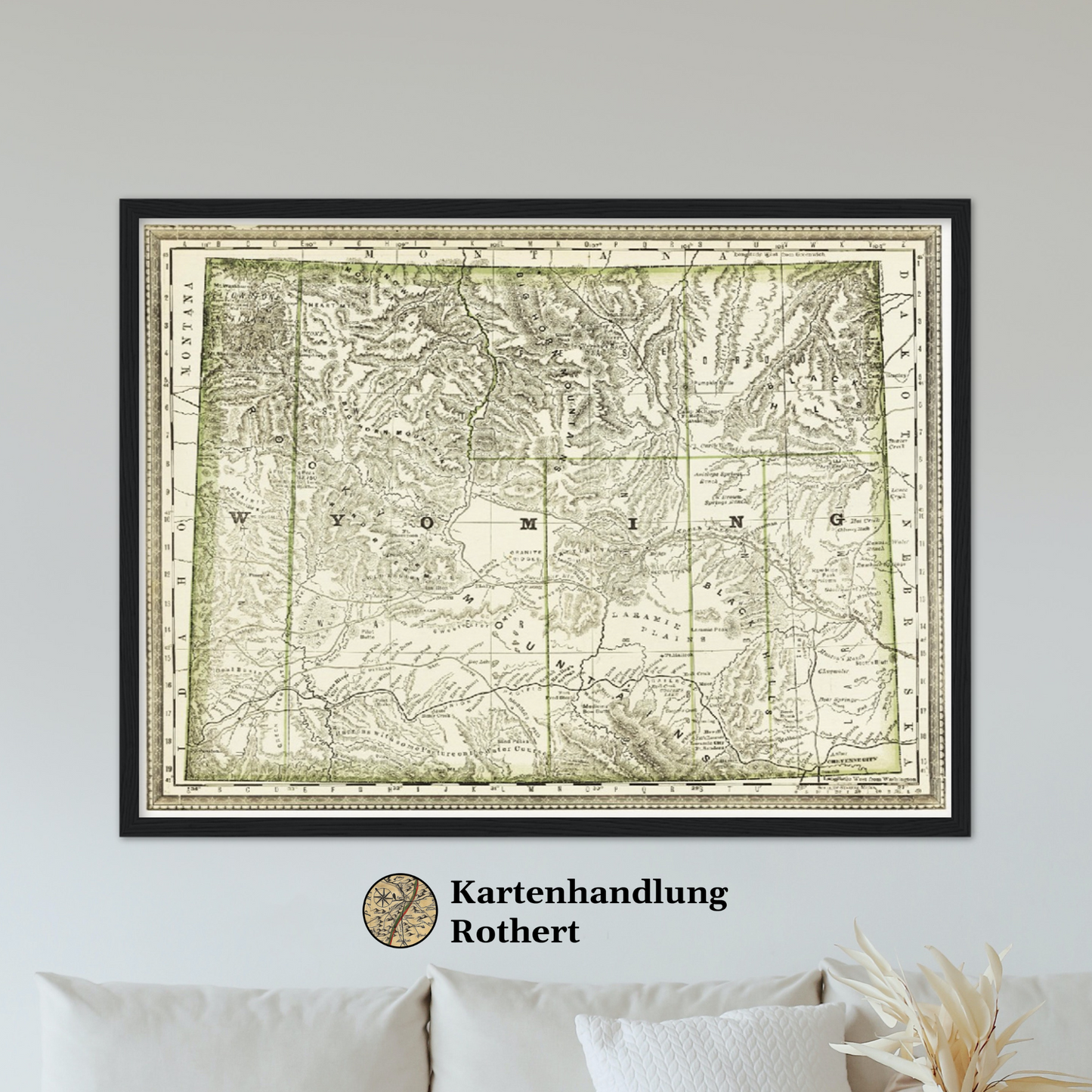 Historische Landkarte Wyoming um 1882