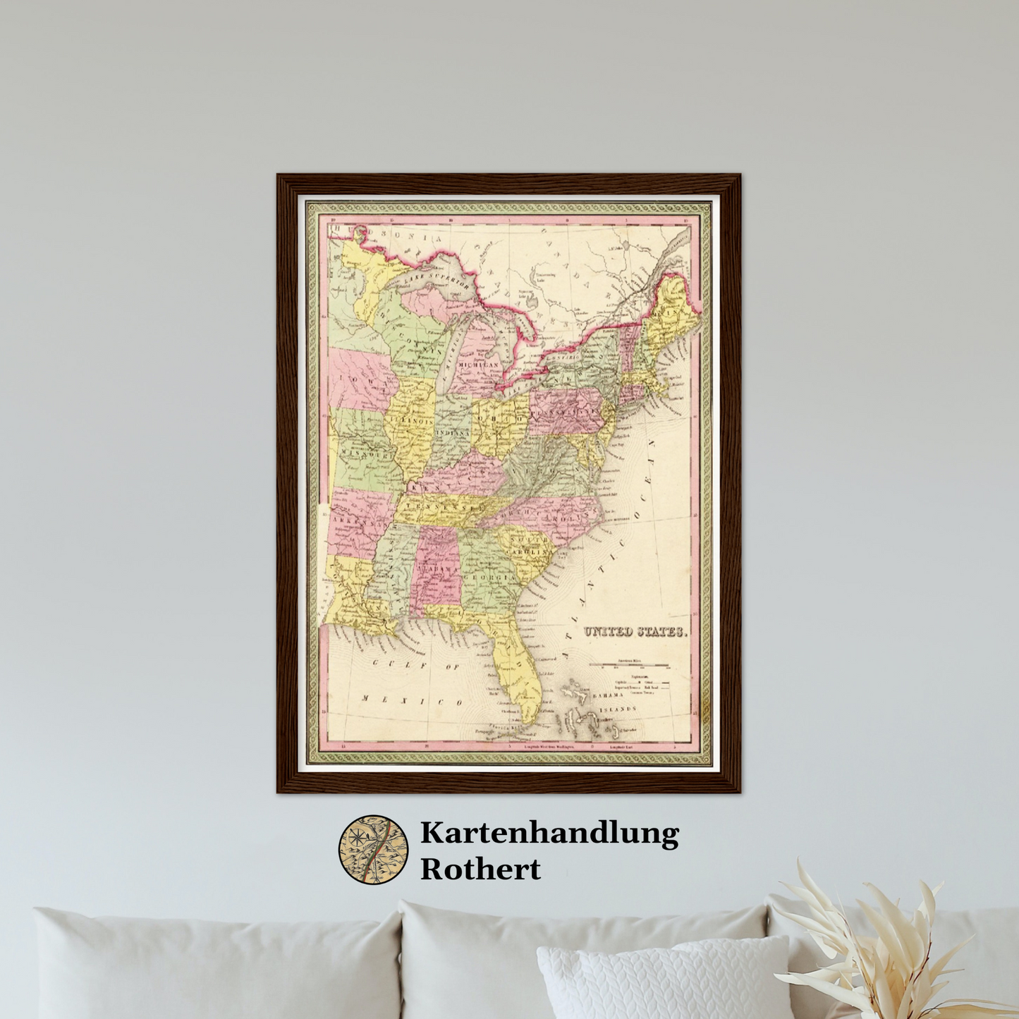 Historische Landkarte USA um 1849