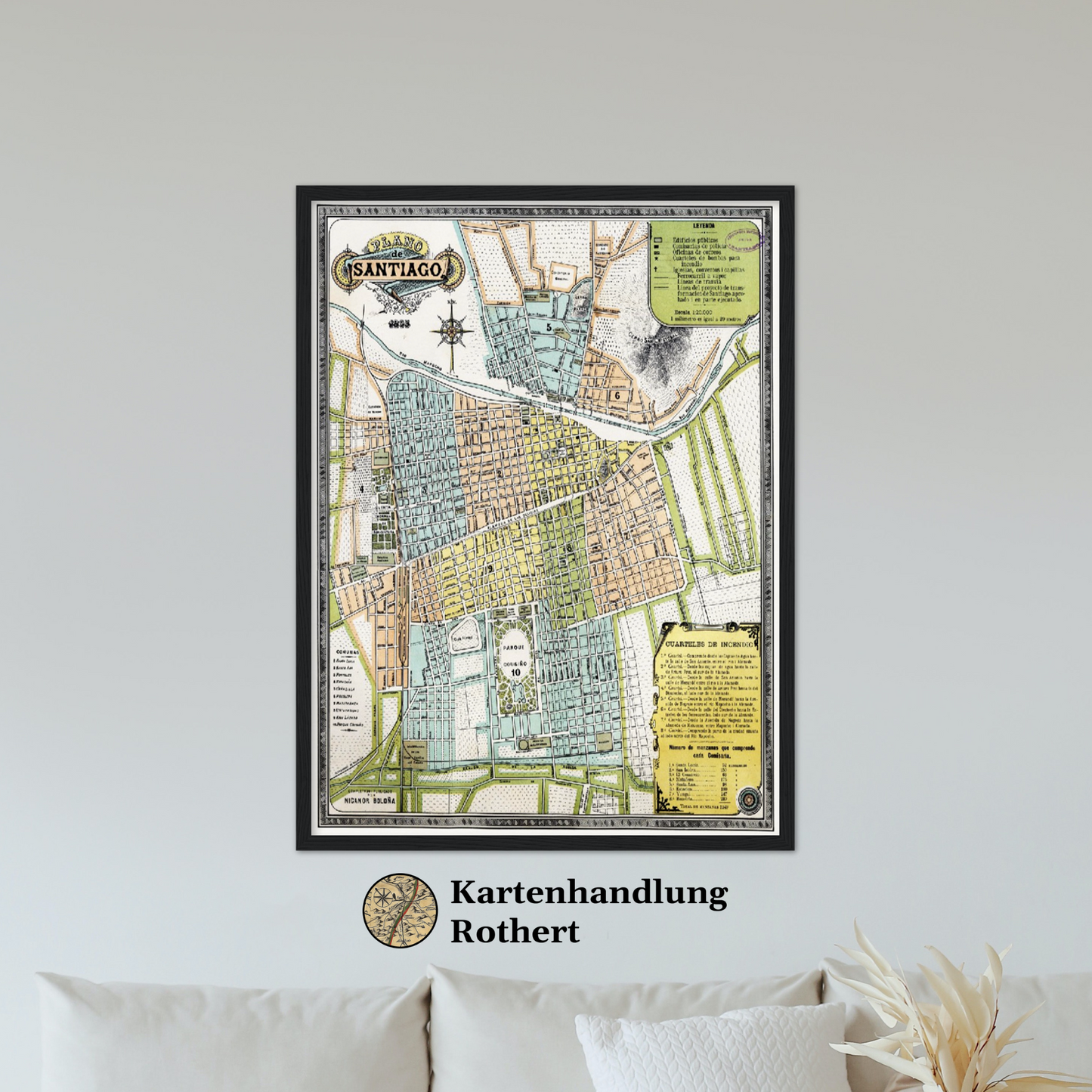 Historischer Stadtplan Santiago de Chile um 1895