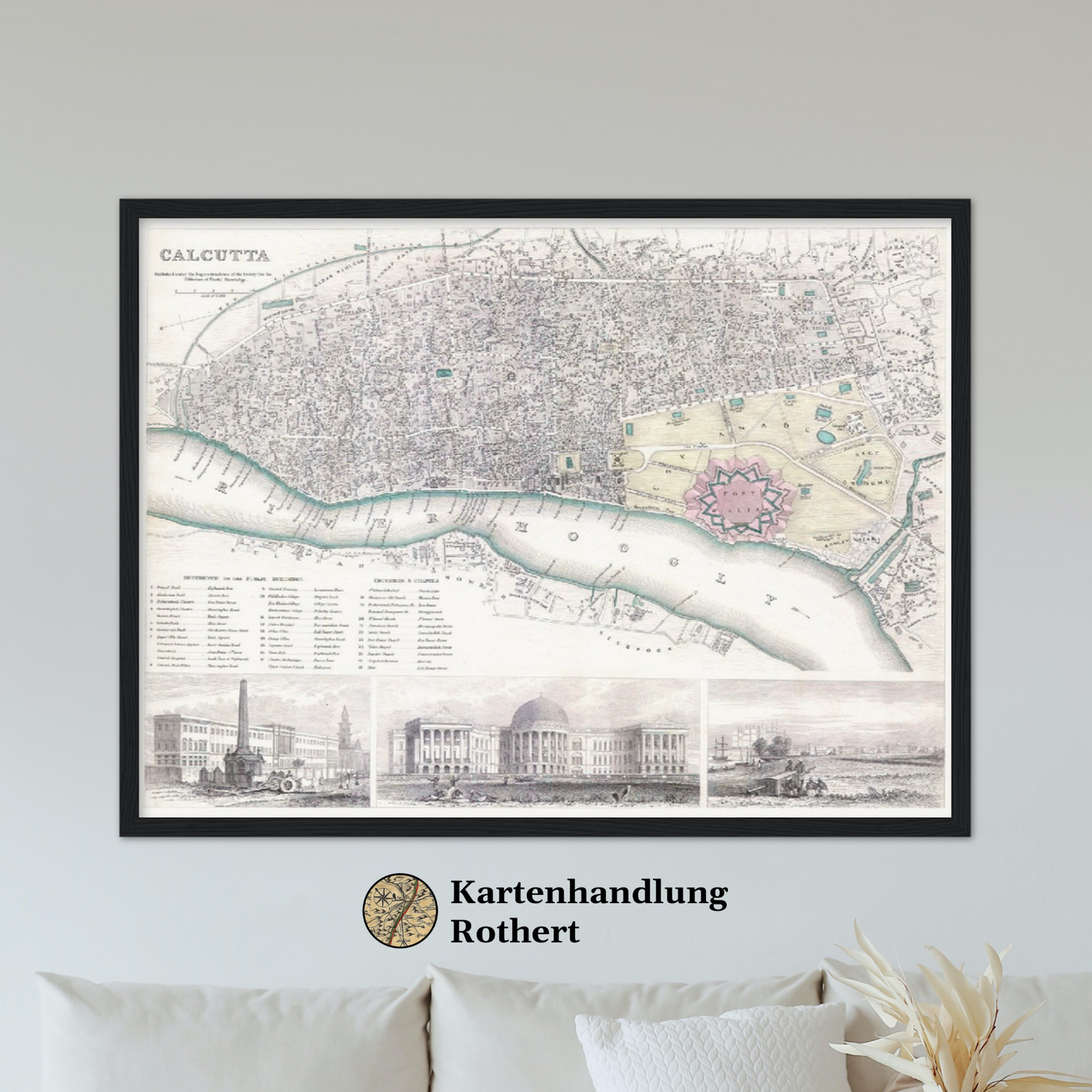 Historischer Stadtplan Kalkutta um 1842
