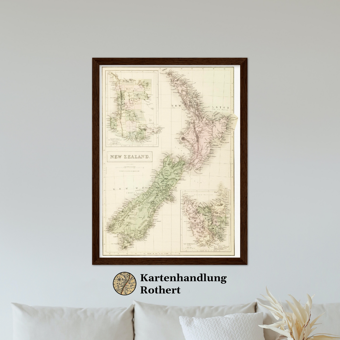 Historische Landkarte Neuseeland um 1854